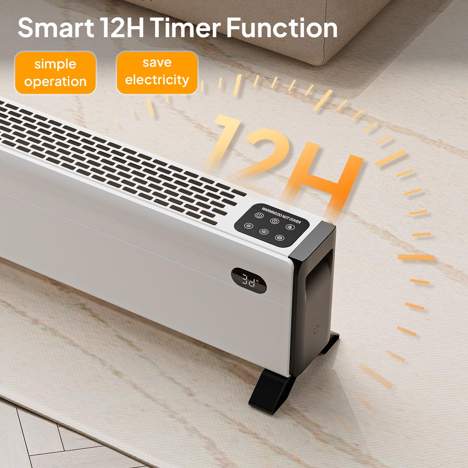 ROVSUN 32" Wide 1,500W 120V Electric Baseboard Heater with Remote Control