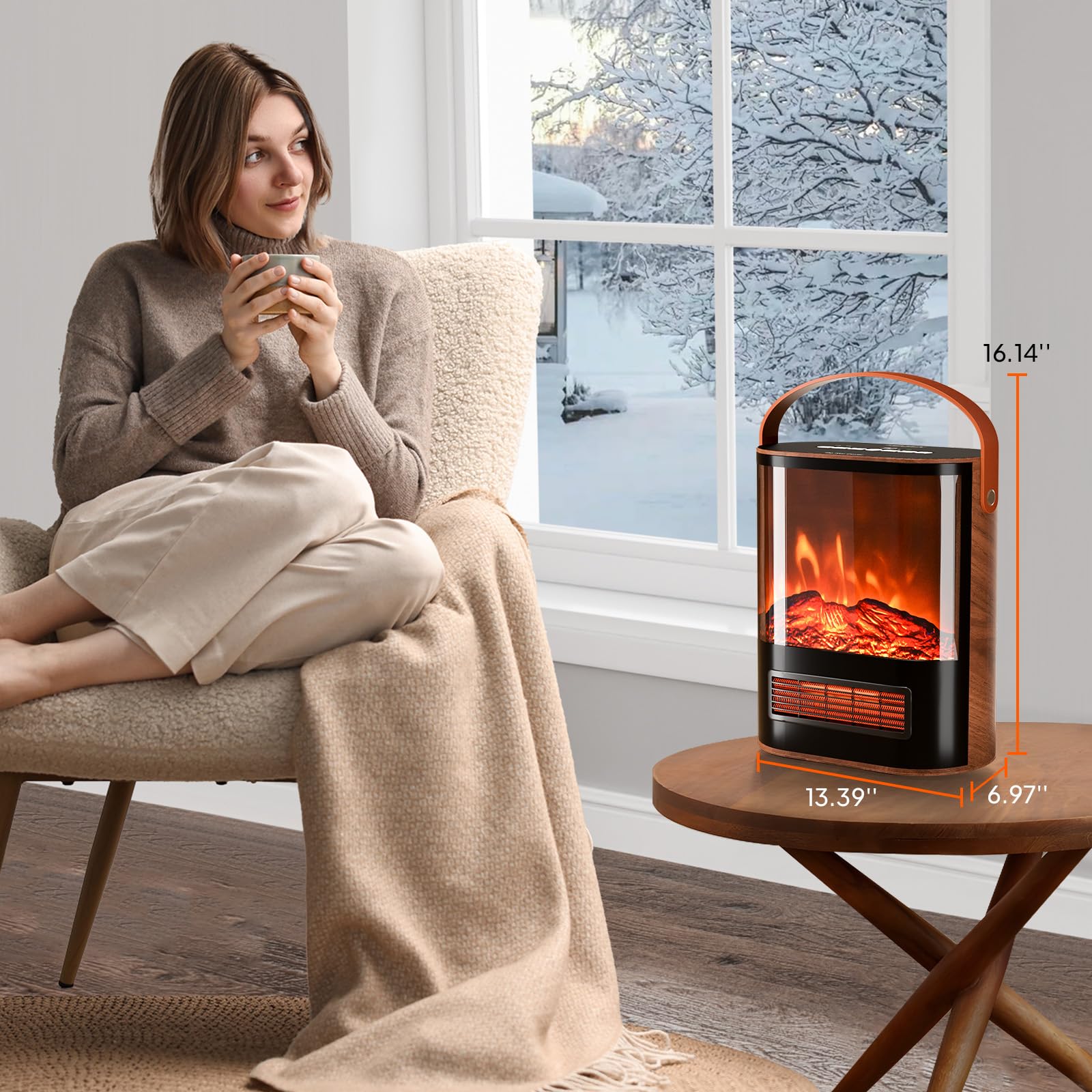 ROVSUN 1,500W 120V Electric Fireplace Heater with Remote & Timer