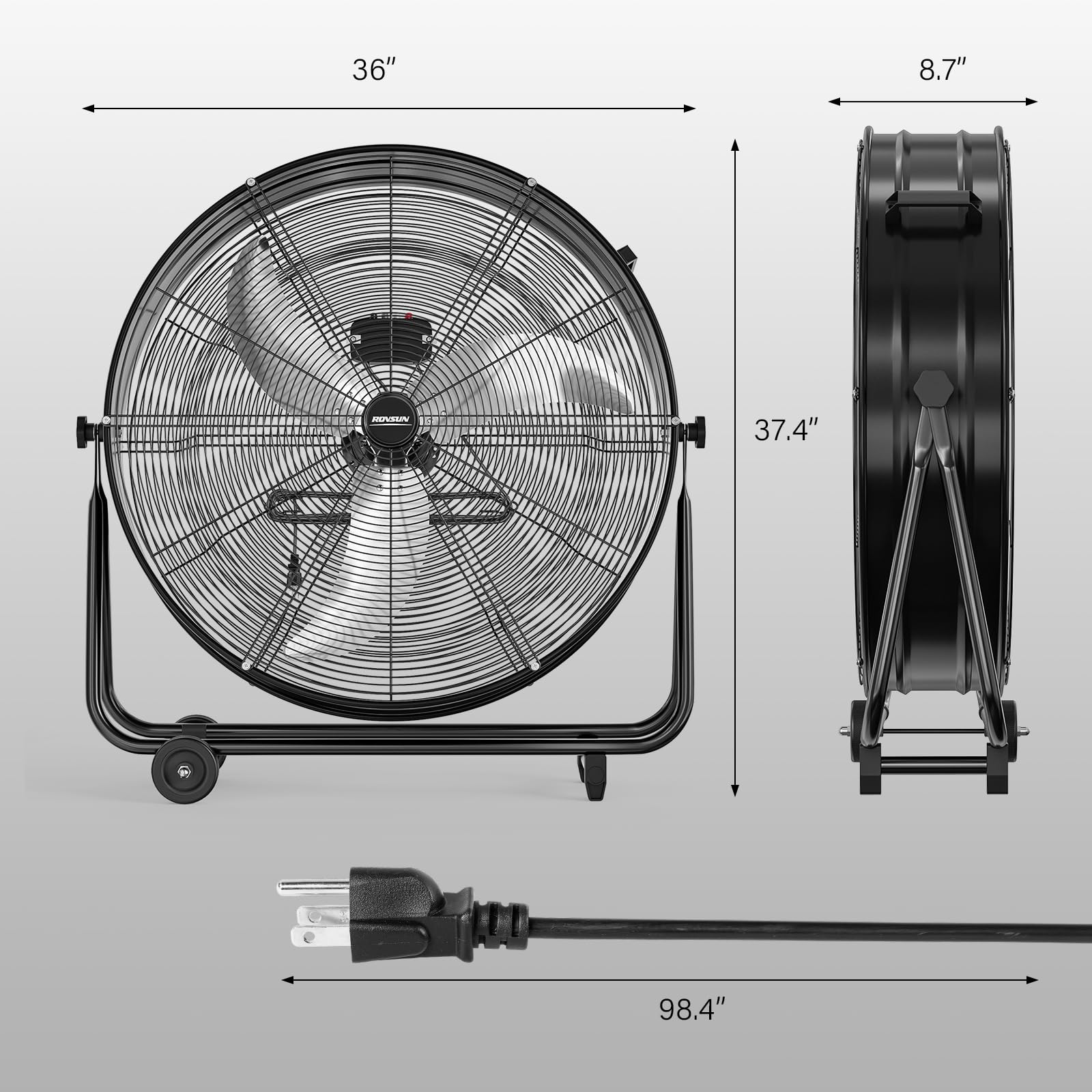 ROVSUN 30" 230W 110V Black Drum Fan