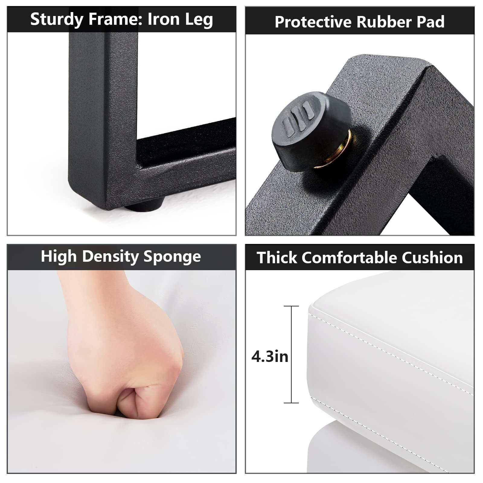 59.5" Waiting Chair Bench Seating Faux Leather White