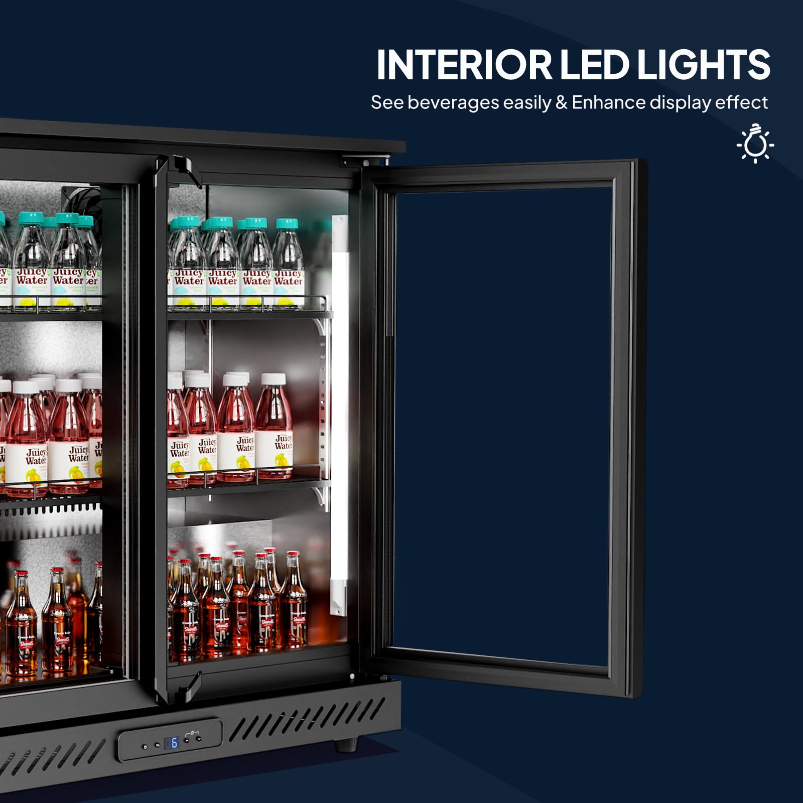 ROVSUN 35.4" 7.4 Cu.Ft. Back Bar Cooler with Double Glass Doors