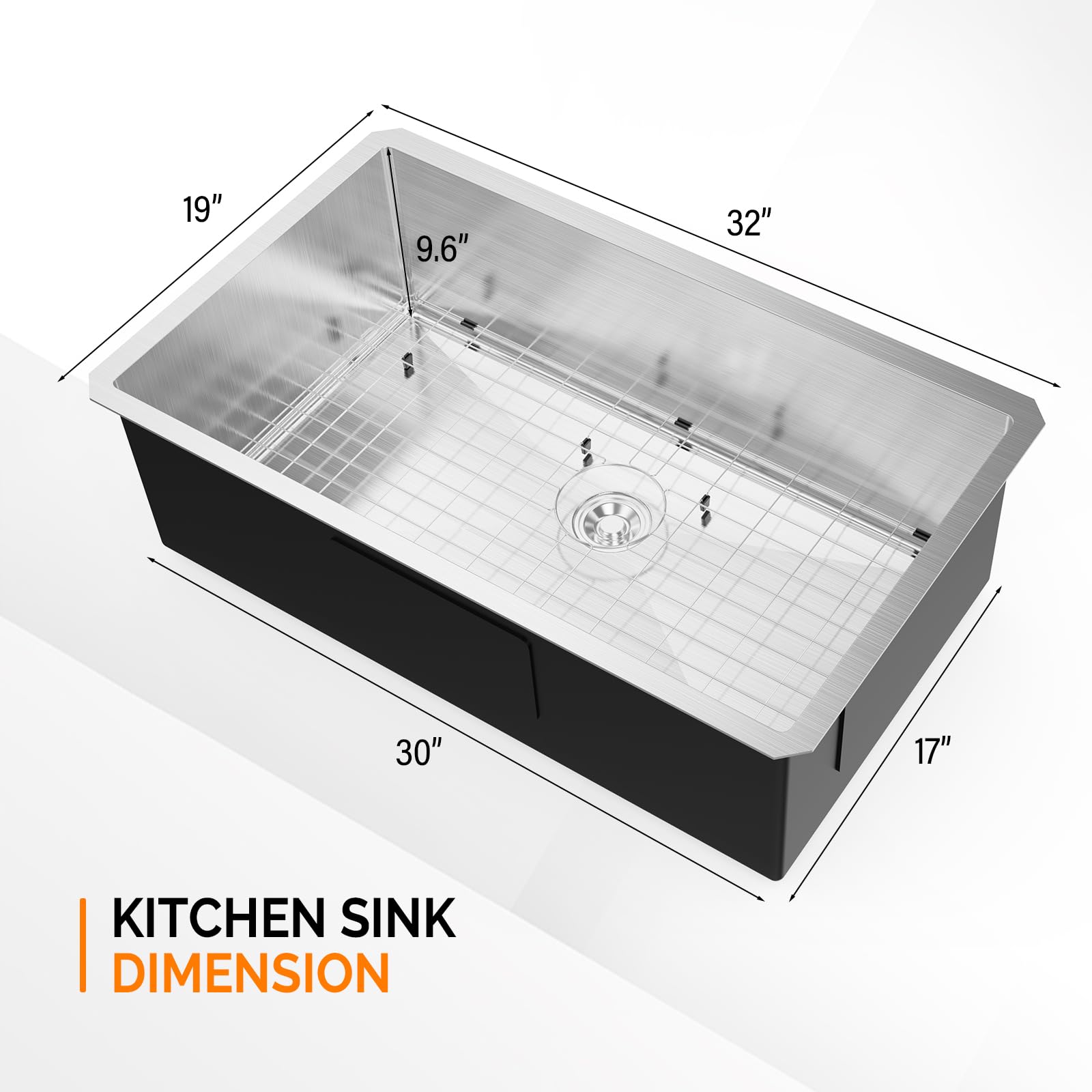 ROVSUN 32" x 19" Undermount Stainless Steel Sink Kitchen with Protector