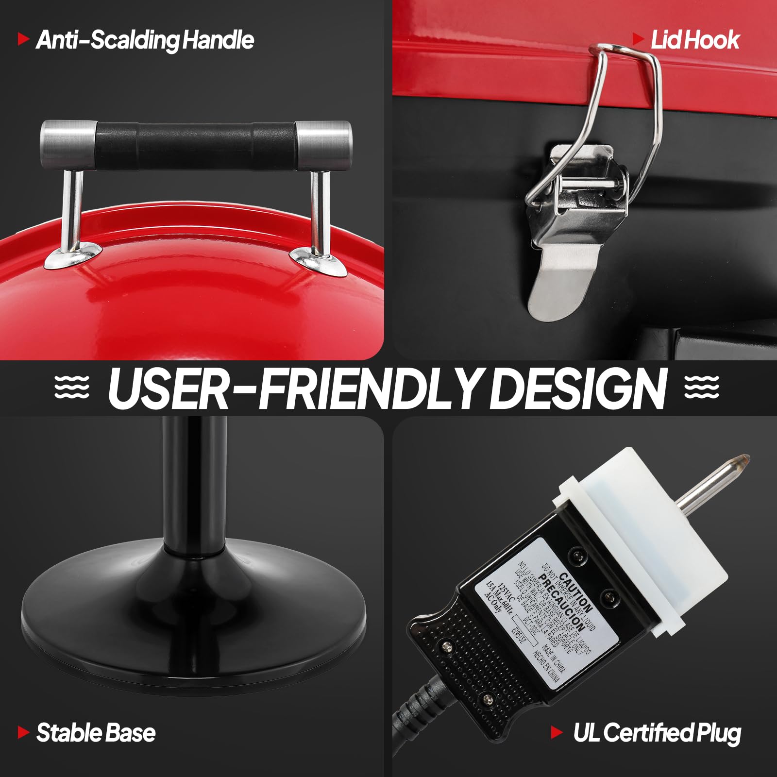 ROVSUN 1,600W Vertical Electric Grill with Cover Red