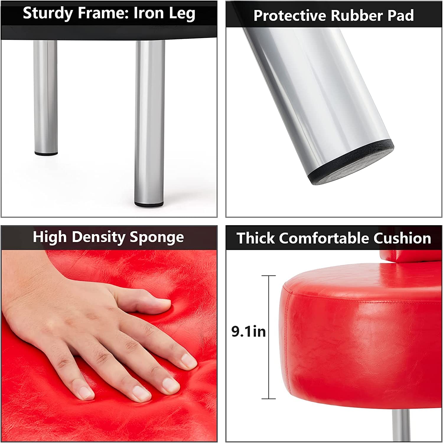 59.1" Waiting Chair Bench Seating Faux Leather with Backrest Red