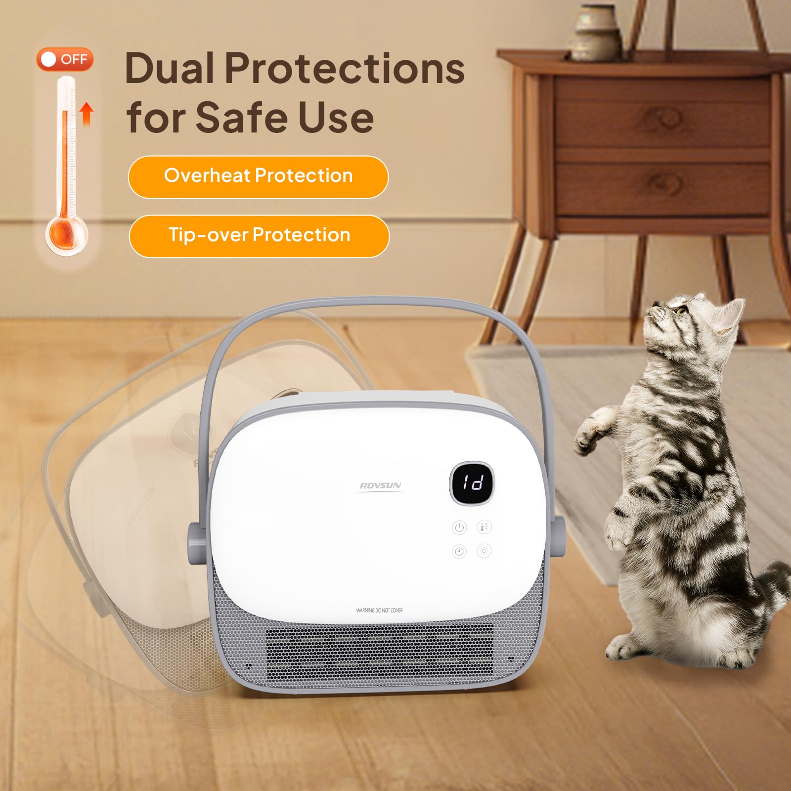 ROVSUN 1,500W 120V Wall-Mounted & Freestanding Heater with Portable Handle