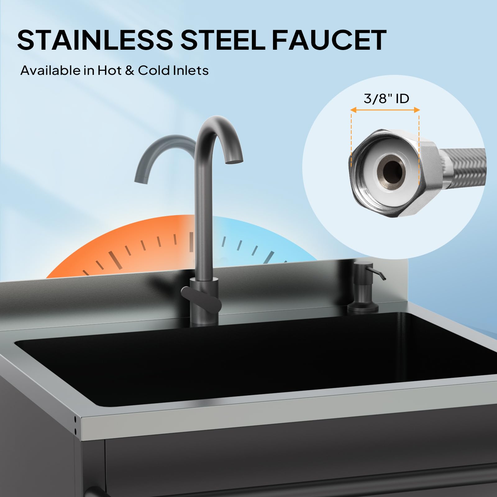 ROVSUN 26" x 21" Stainless Steel Utility Sink with Towel Rack