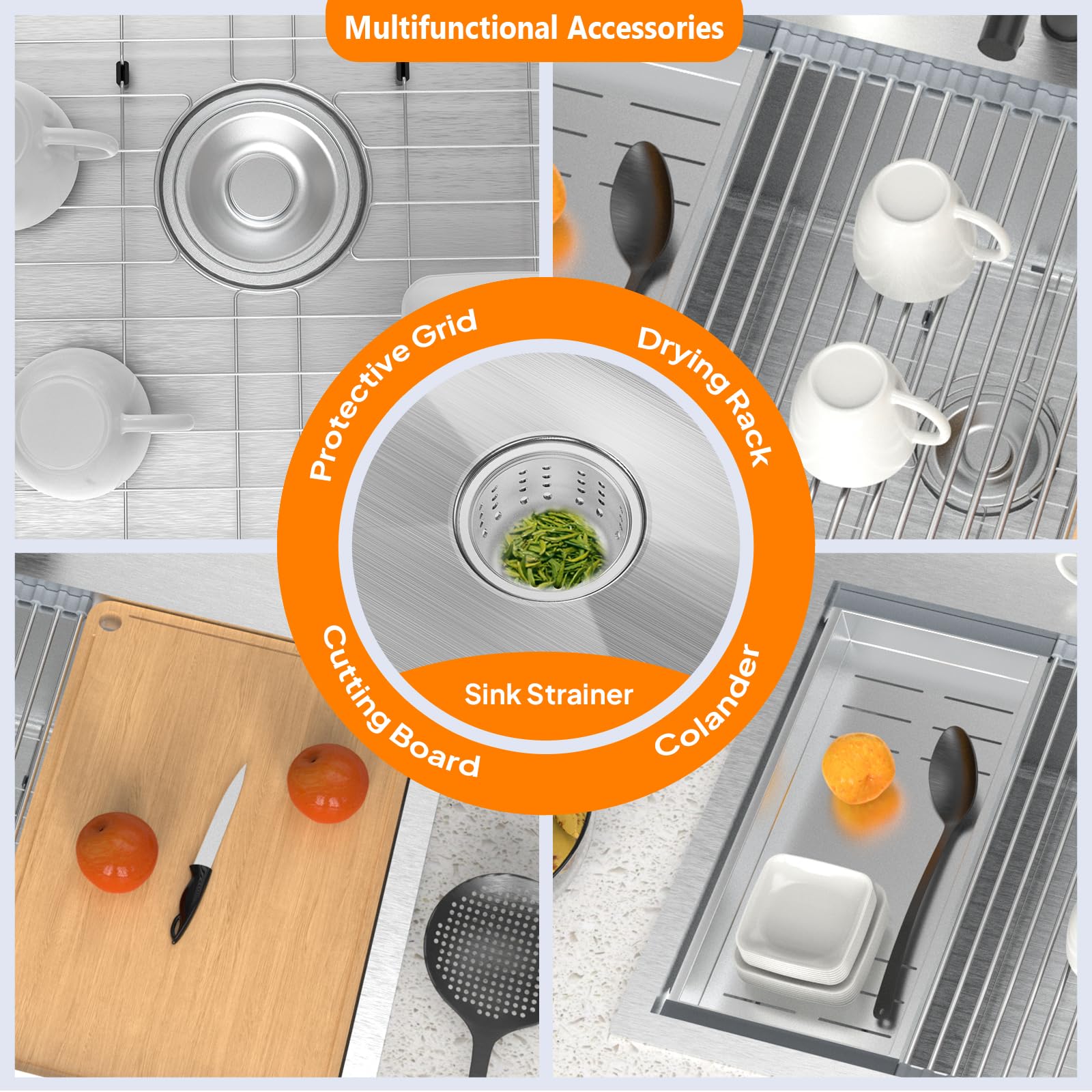 ROVSUN 30" x 22" Drop-in Stainless Steel Sink for Kitchen Silver