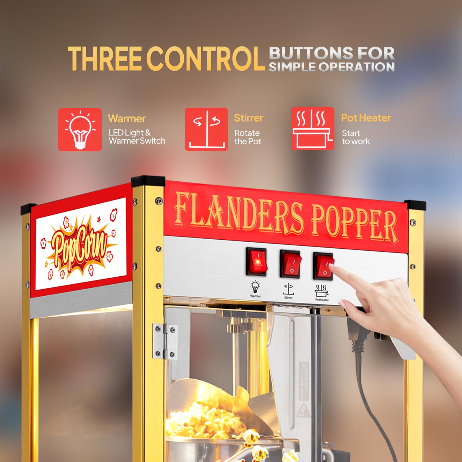 ROVSUN 10 oz Red Popcorn Machine with Cart