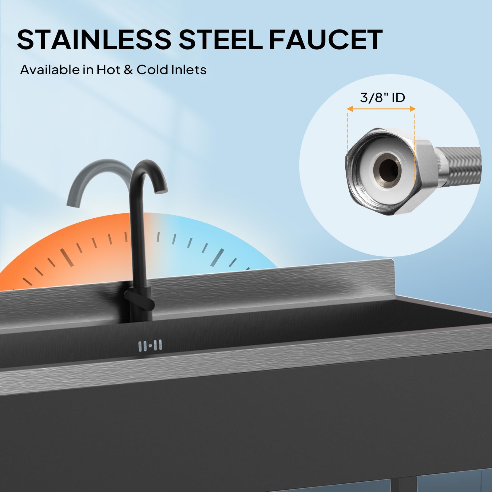 ROVSUN 42" x 23" Stainless Steel Utility Sink with Faucet