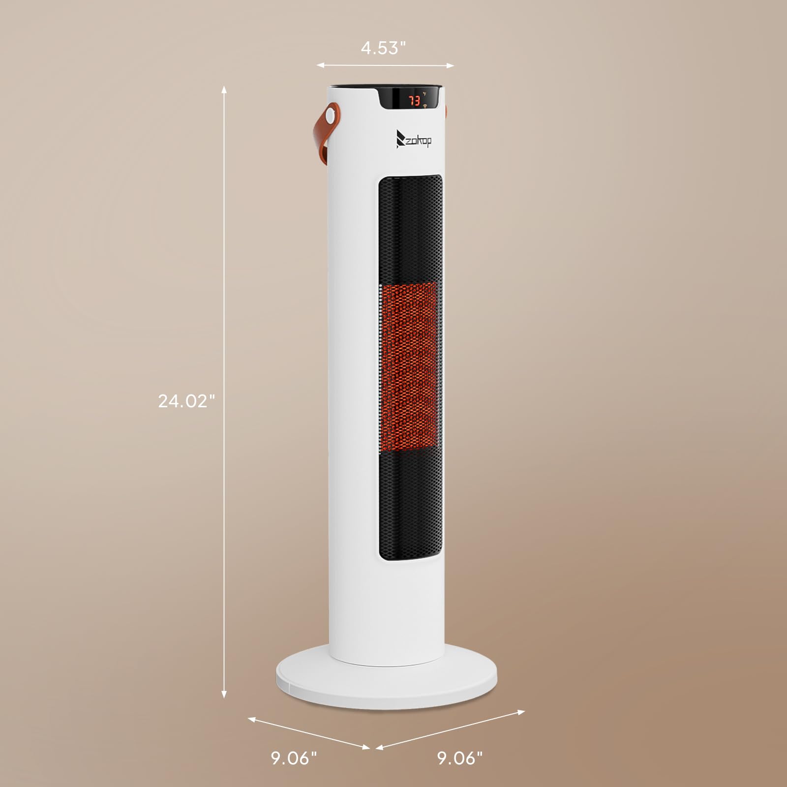 24"H 1,500W 120V Electric Space Heater with Remote White