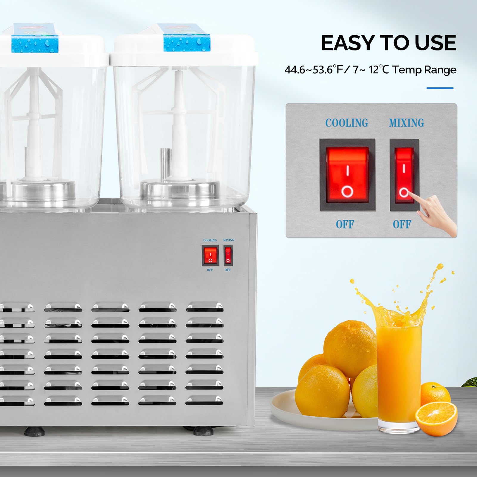 ROVSUN 14.4 Gallon 325W 110V 3 Tank Refrigerated Beverage Dispenser for Juice & Cold Drink