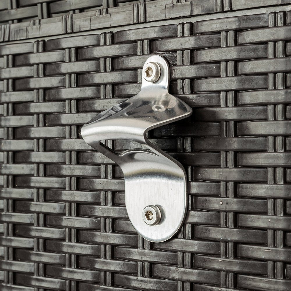 80 Quart Portable Outdoor Patio Rolling Cooler Cart Black Brown