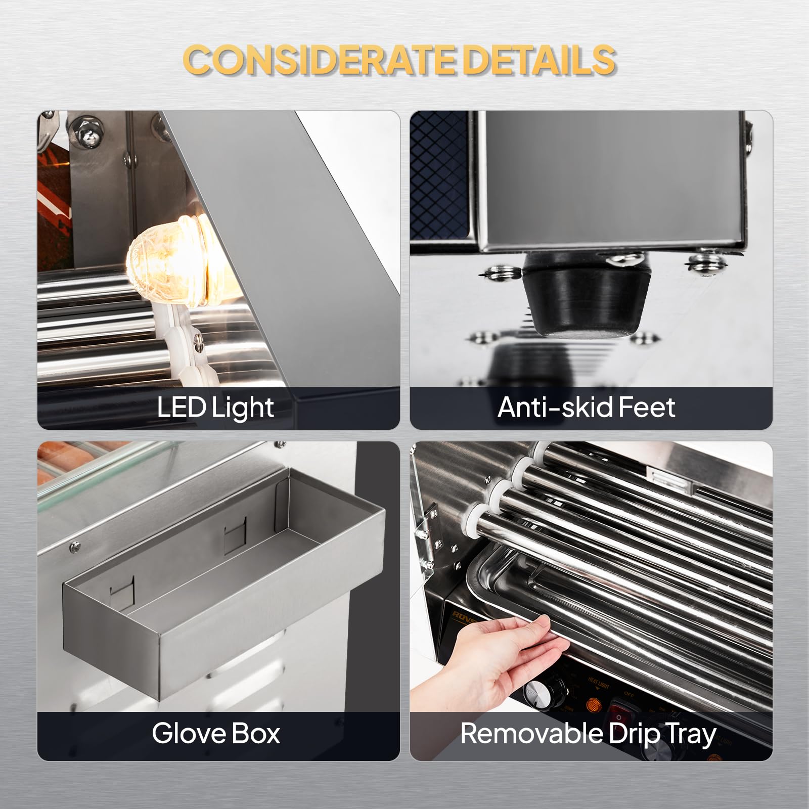 ROVSUN 2-Tier 36 Hot Dog Roller Grill with Cover