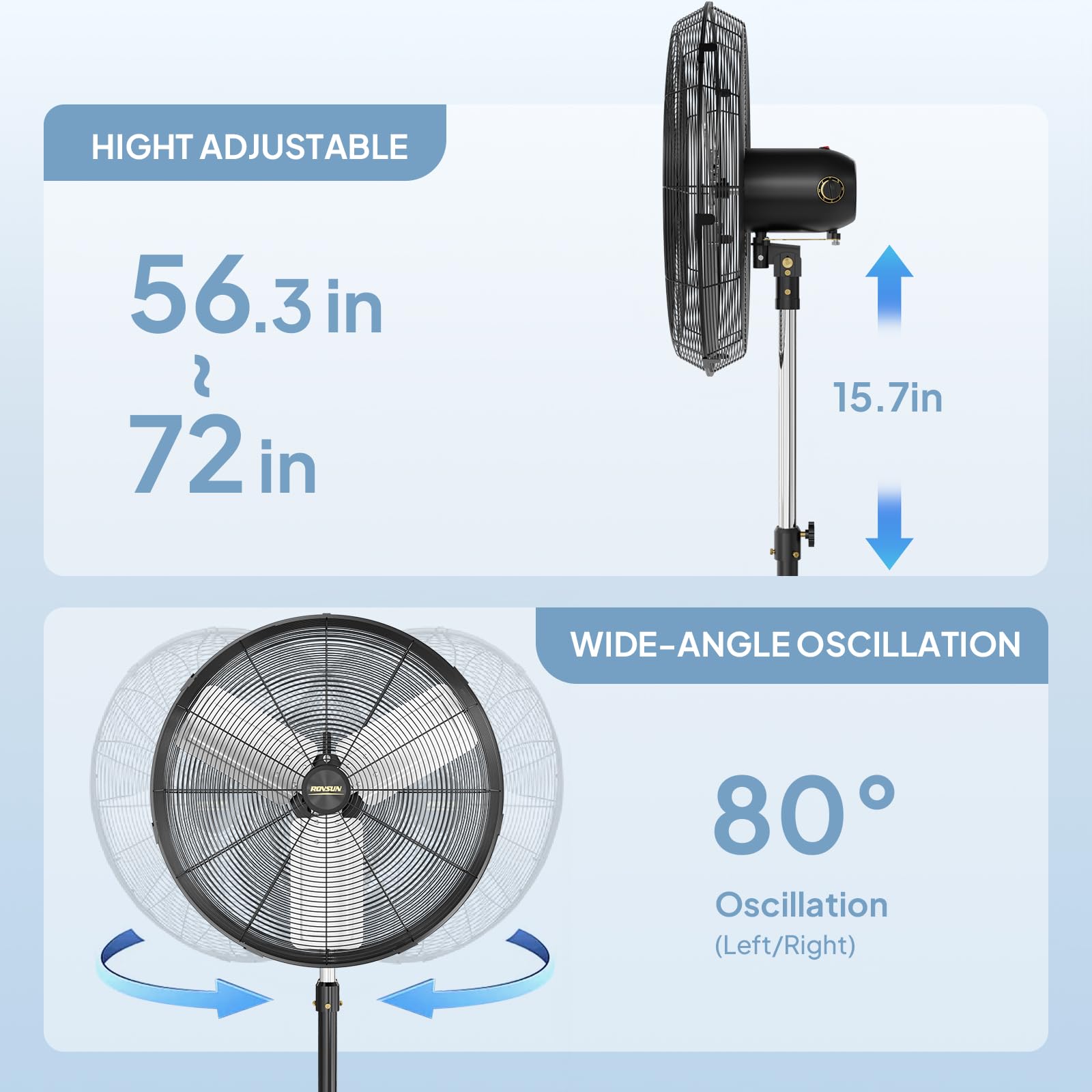 ROVSUN 24" 180W 110V Industrial Pedestal Fan