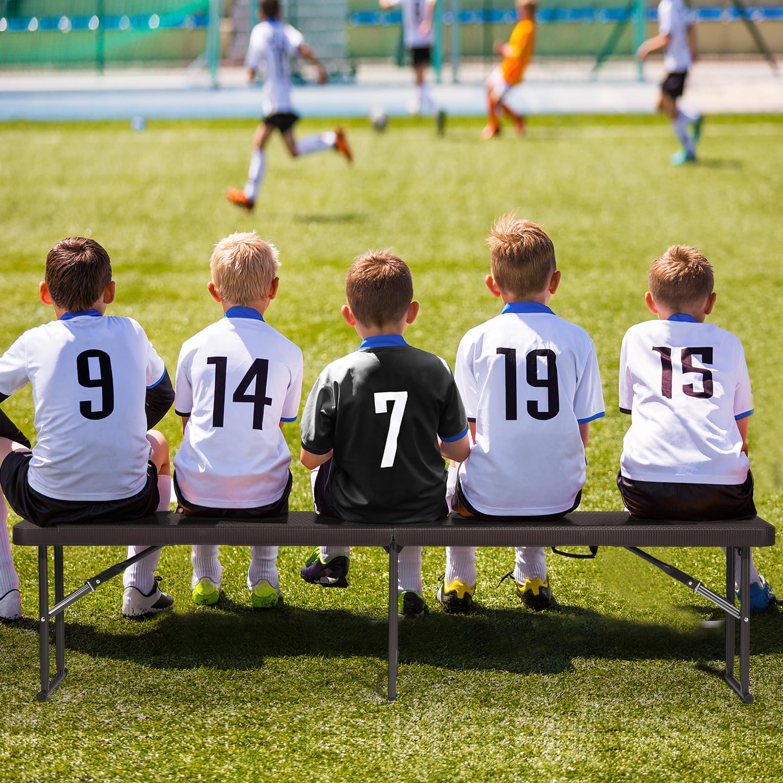 6 Feet Plastic Folding Bench Outdoor Picnic Party Seat Brown