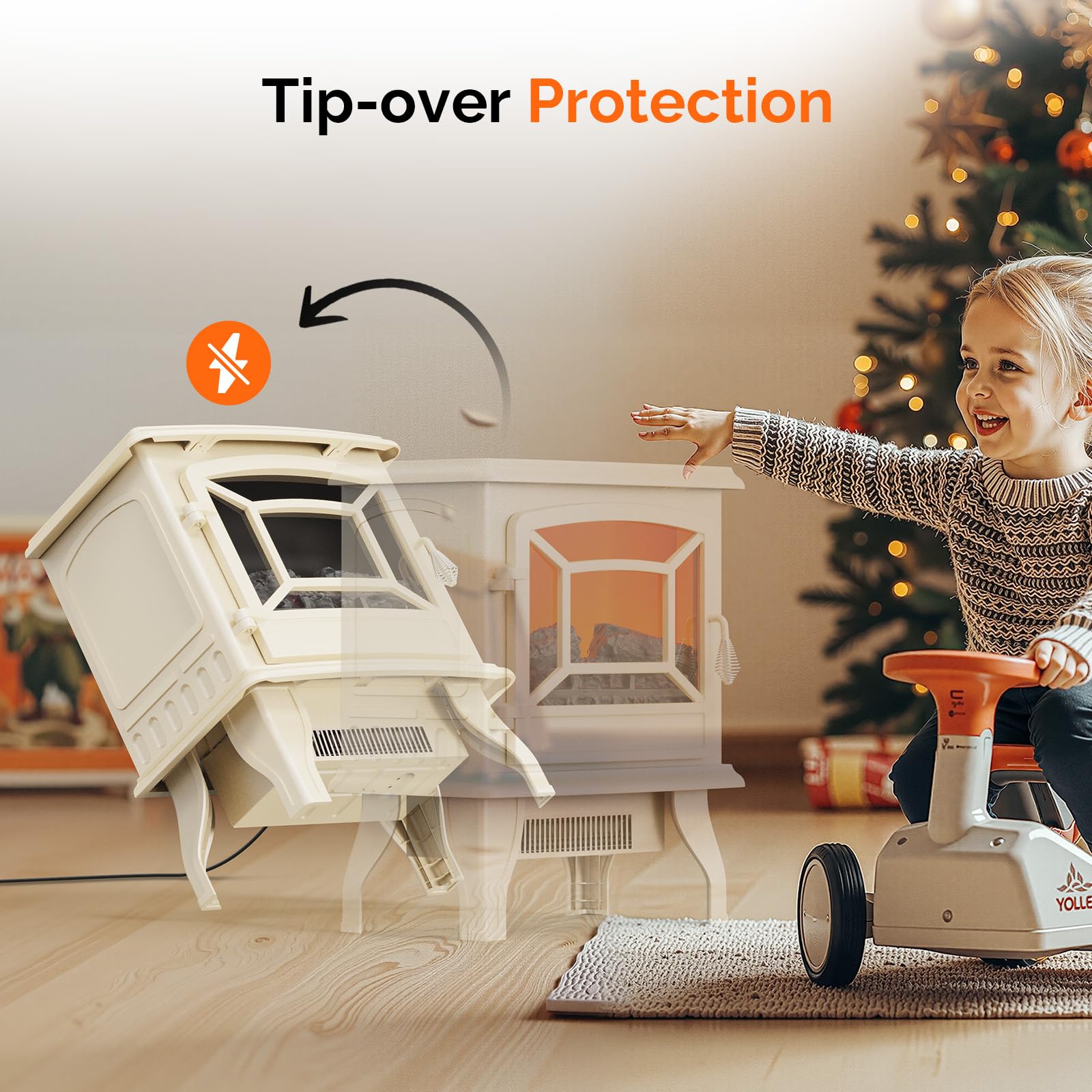 ROVSUN 20" High 1400W 120V Electric Fireplace Stove Milky White