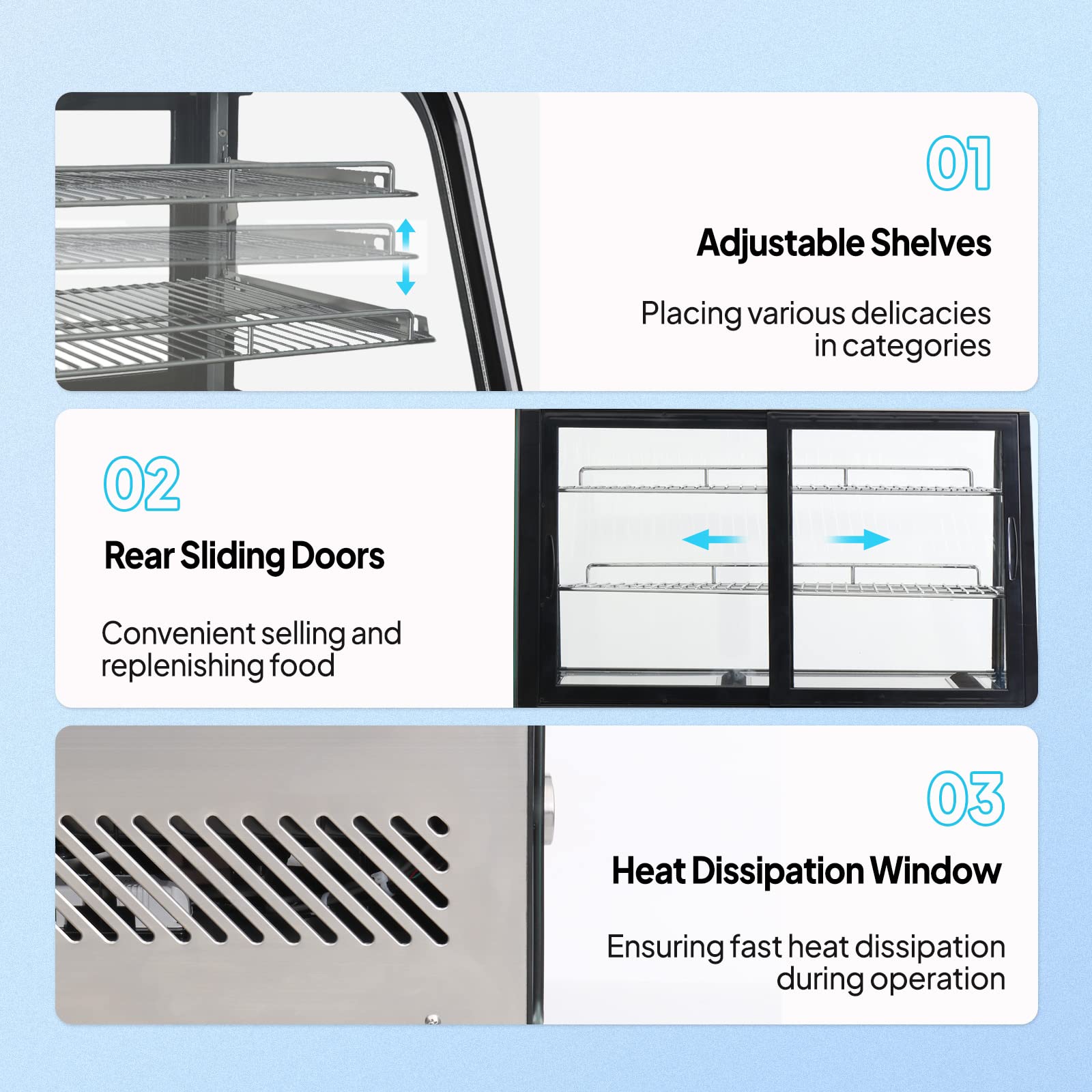ROVSUN 27" 3.7 Cu.Ft. 170W 110V Silver Refrigerated Bakery Display Case