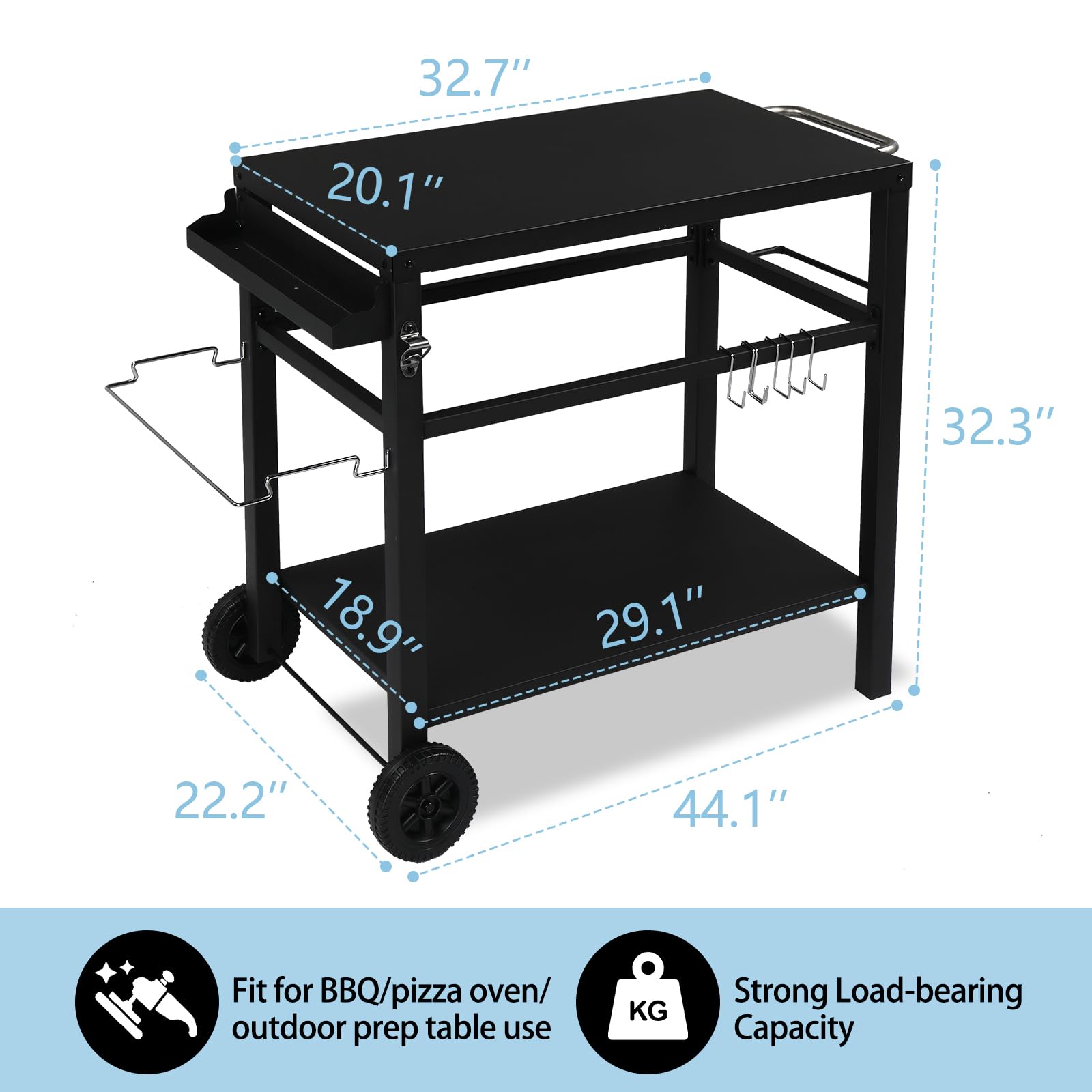 ROVSUN 44" Outdoor Grill Cart with Flattop Black