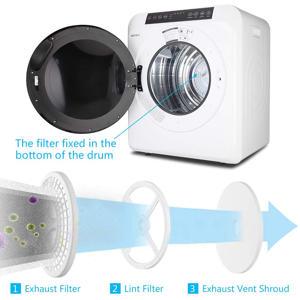 ROVSUN 3.5 Cu.Ft. 1,300W 110V Tumble Clothes Dryer with LED Touch Screen White