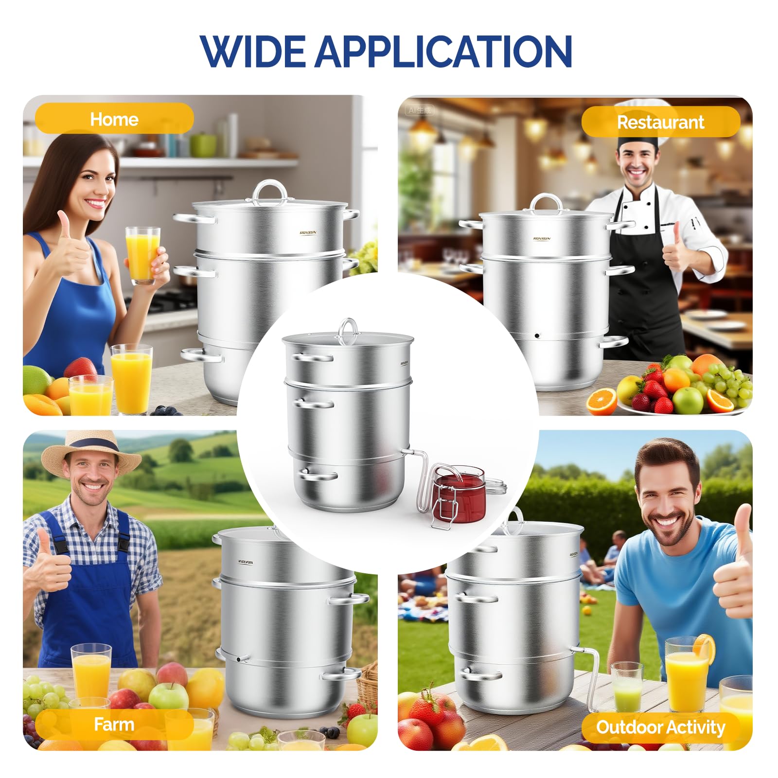 ROVSUN 11 QT Stainless Steel Juice Steamer Pot