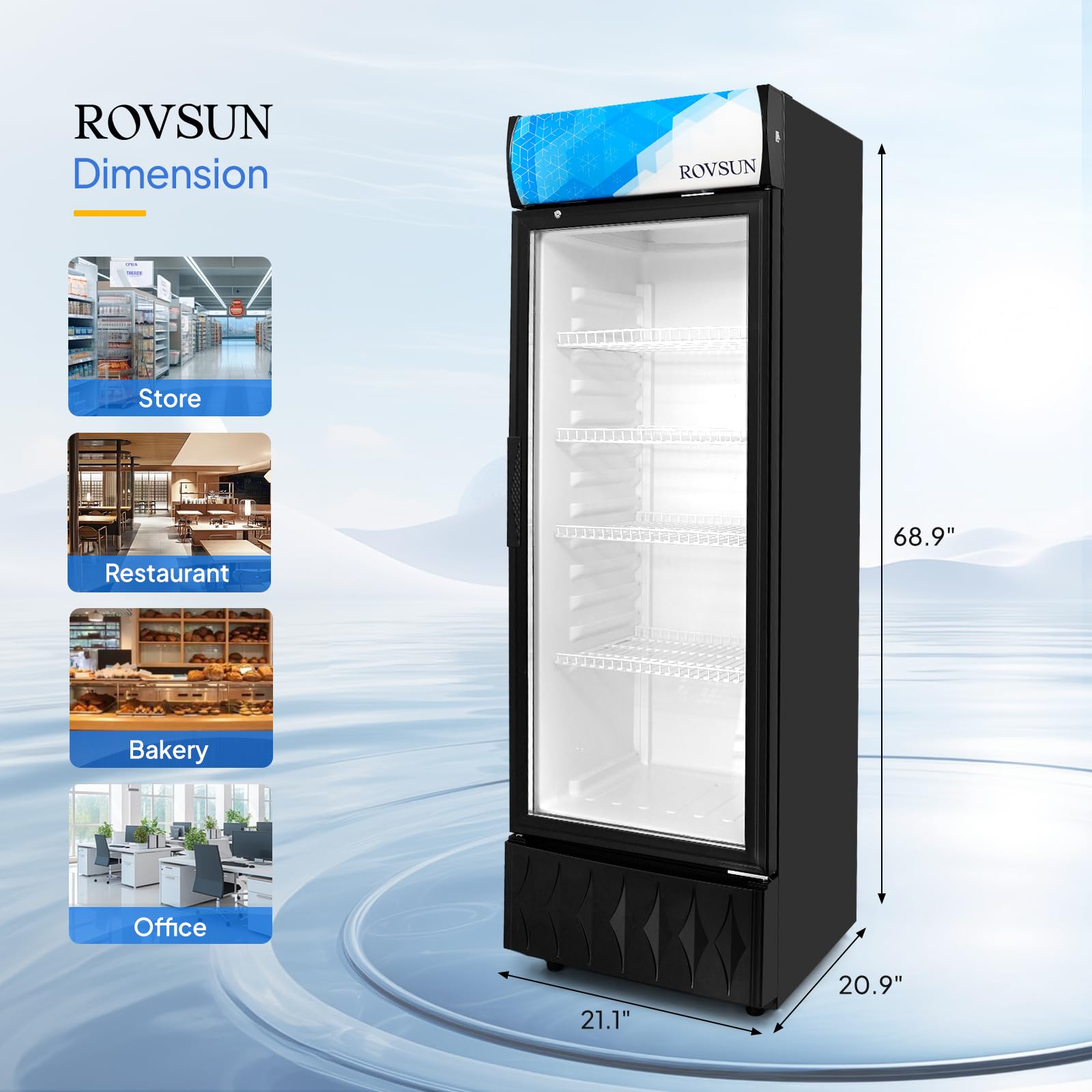 ROVSUN 21" 8.1 Cu.Ft. 240W 115V Black Beverage Refrigerator