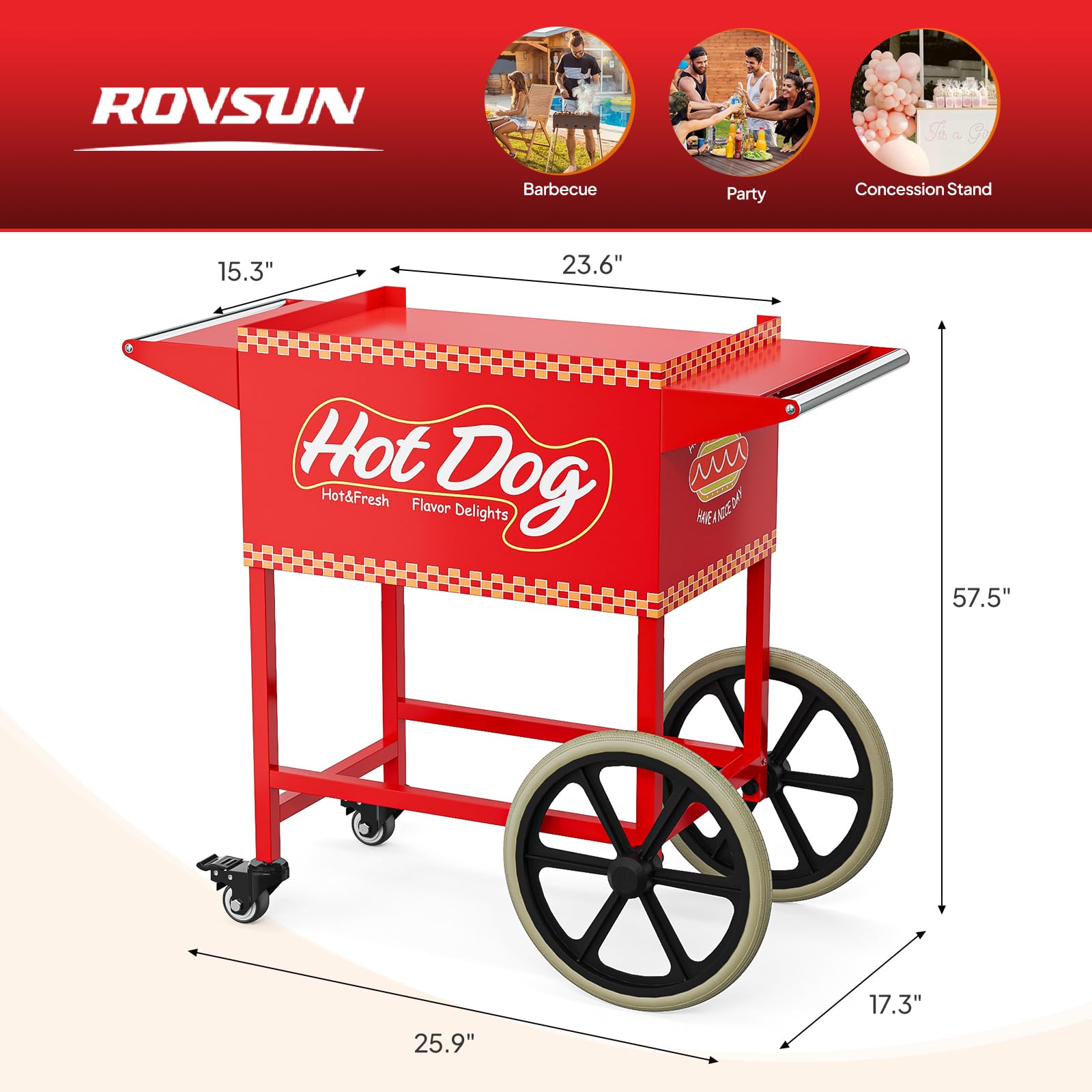 ROVSUN Hot Dog Cart with Storage Bin & Shelves