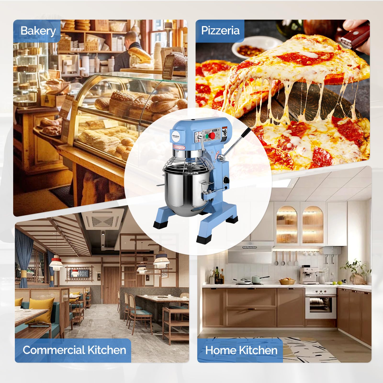 ROVSUN 15 QT 550W 110V Commercial Dough Mixer with 3 Speed Blue
