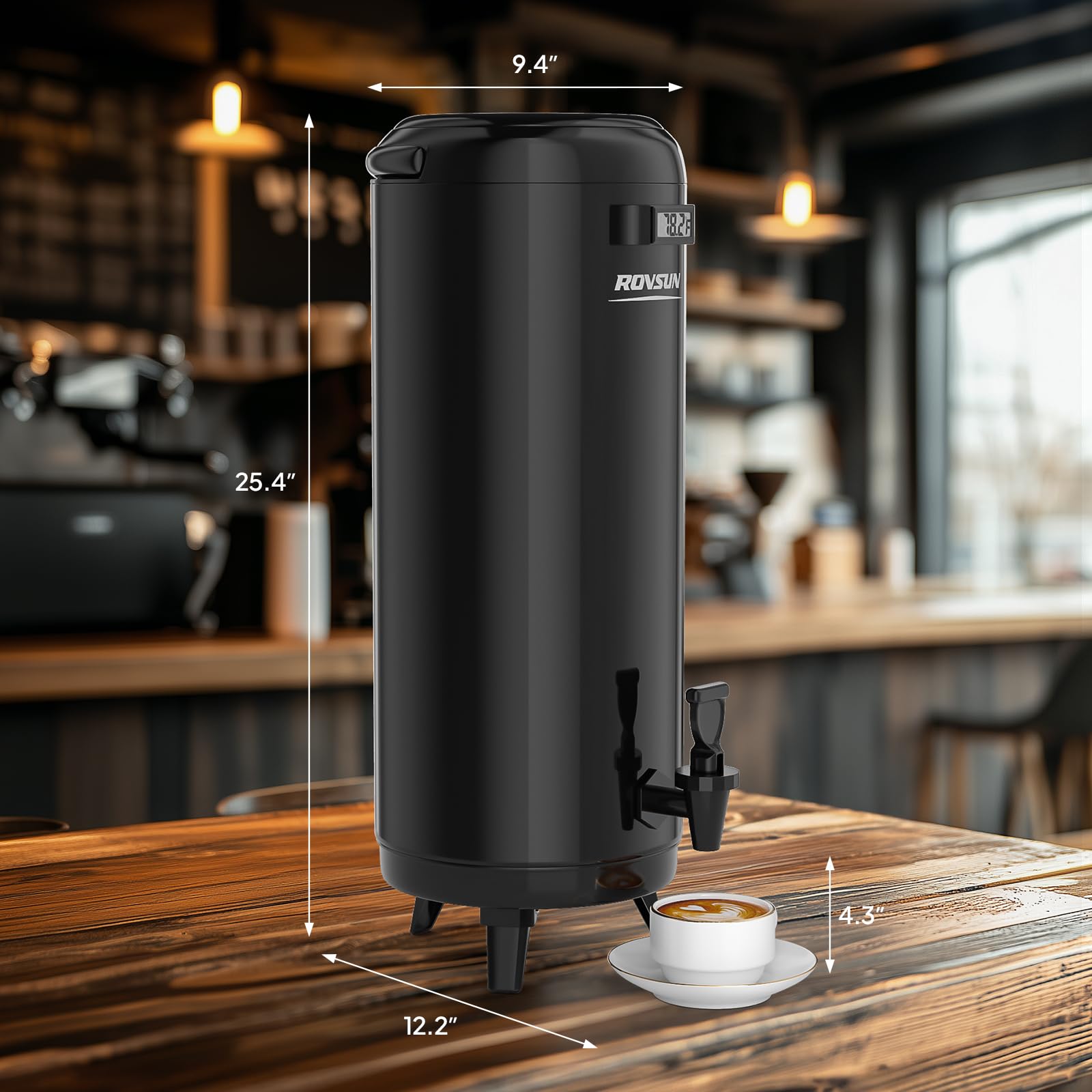 ROVSUN 4.8 Gallon Stainless Steel Insulated Beverage Dispenser Black