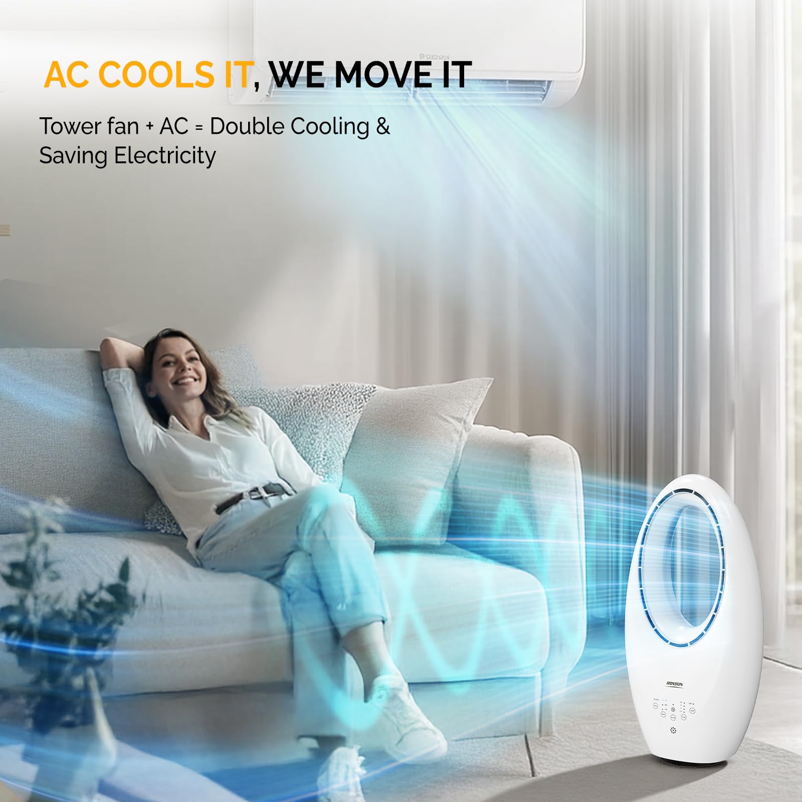 ROVSUN 22" 60W 110V Tower Fan with 3 Speeds