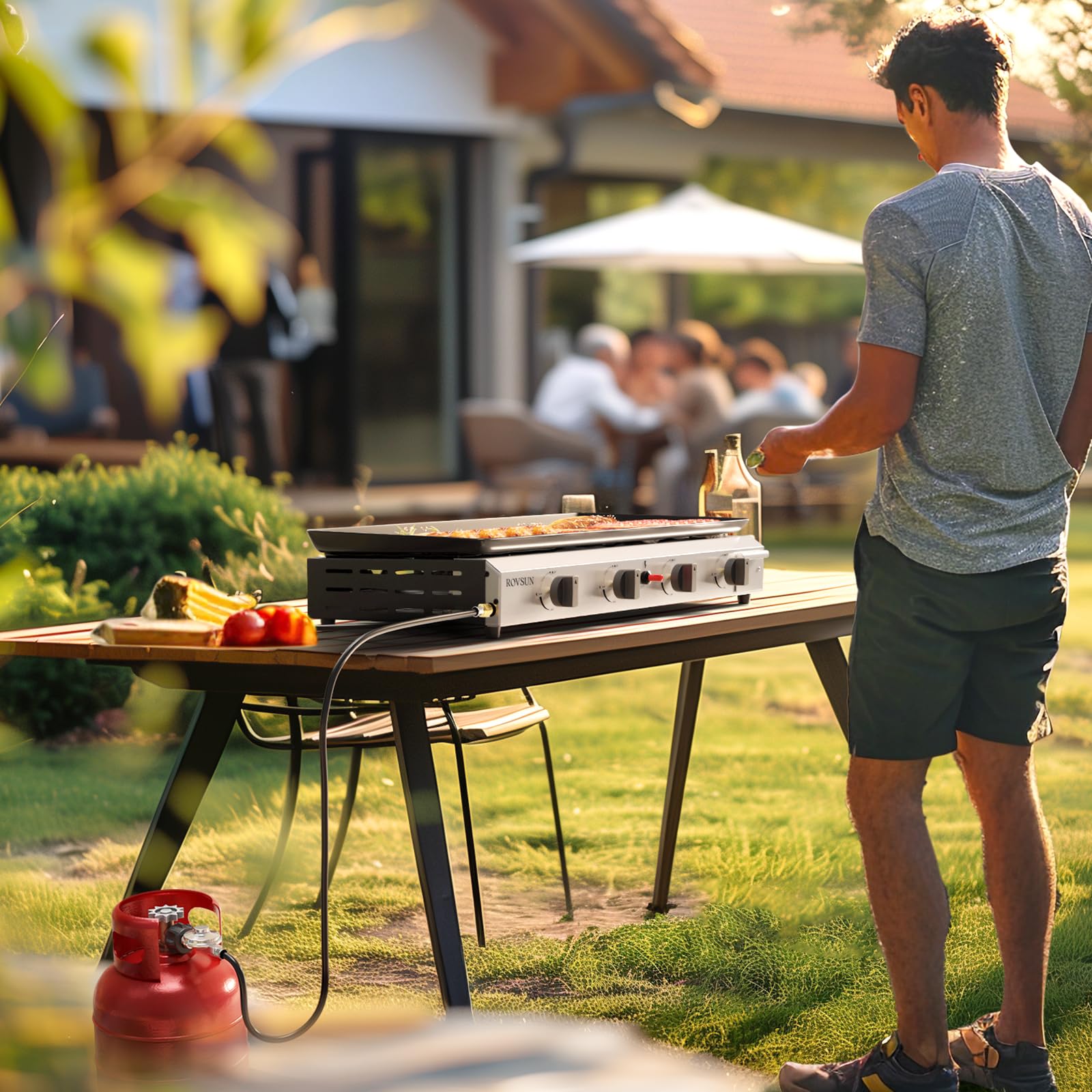 ROVSUN 4-Burner 40,000 BTU Propane Flat Top Tabletop Outdoor Griddle