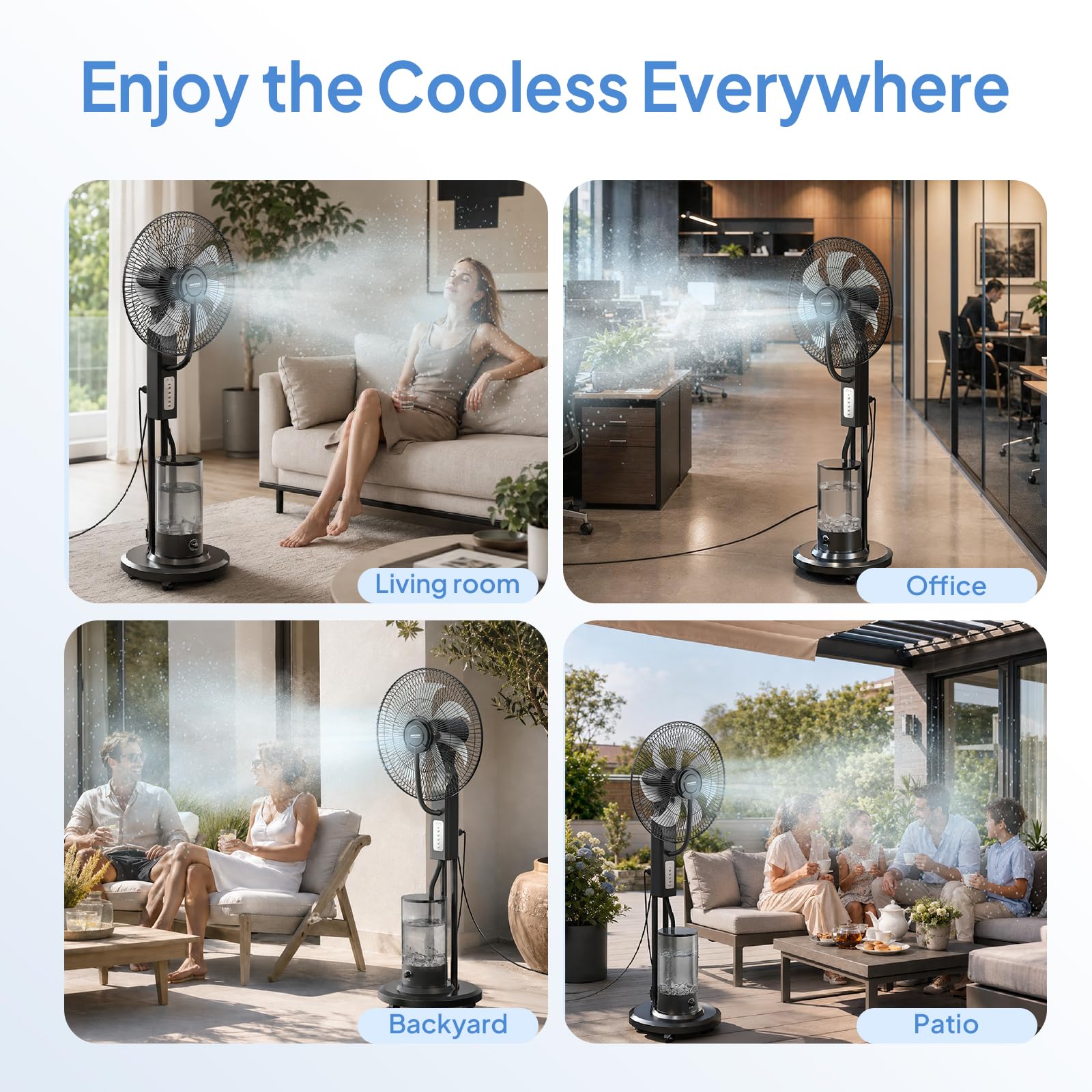 ROVSUN 18" 90W 110V Industrial Pedestal Misting Fan with Water Tank