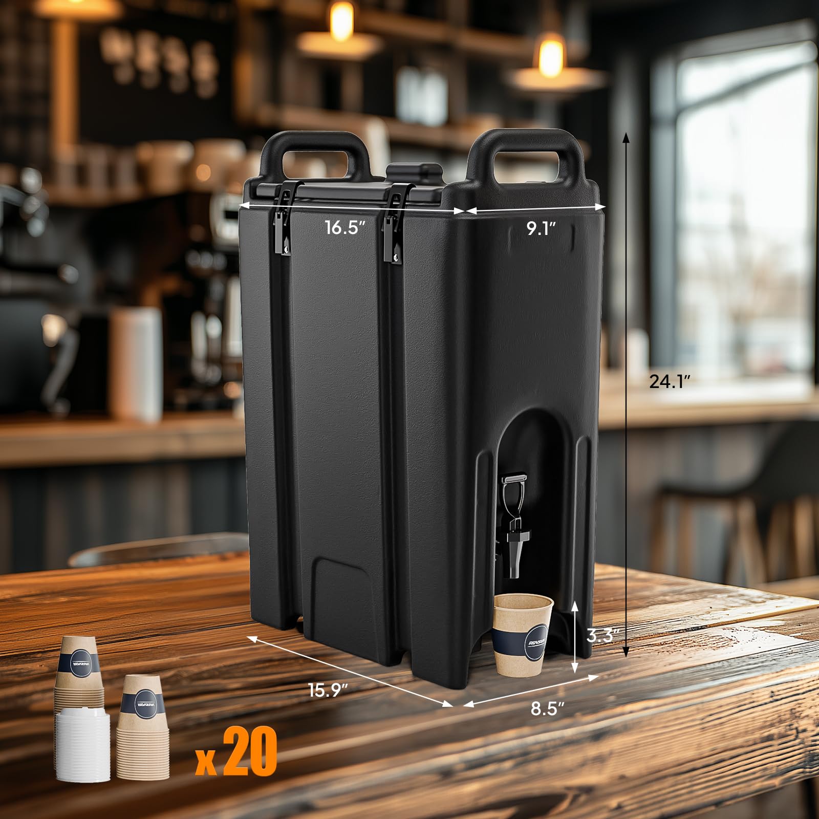 ROVSUN 5 Gallon Insulated Beverage Dispenser with 20 Cups