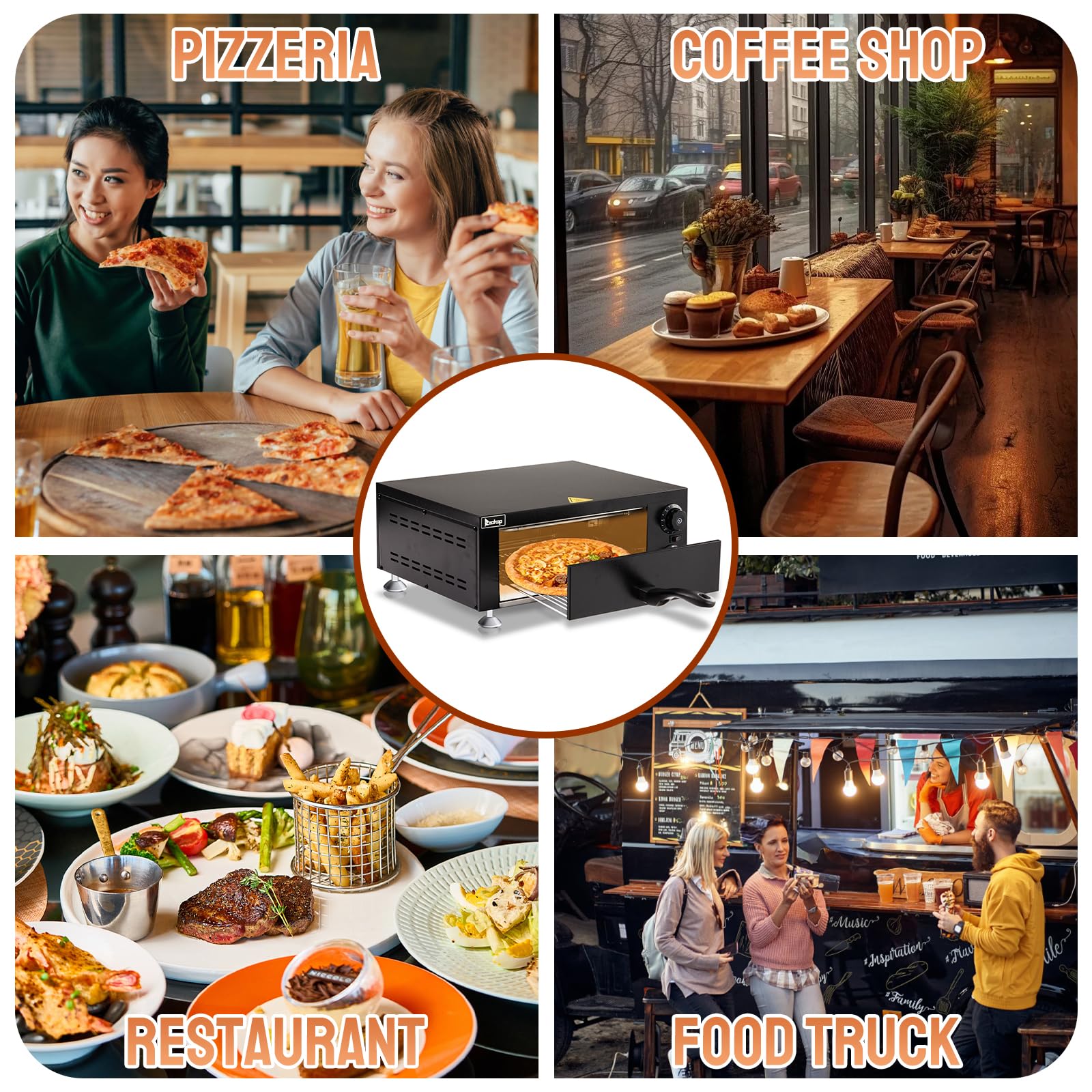 12" 1100W 110V Single Deck Pizza Oven Countertop Black