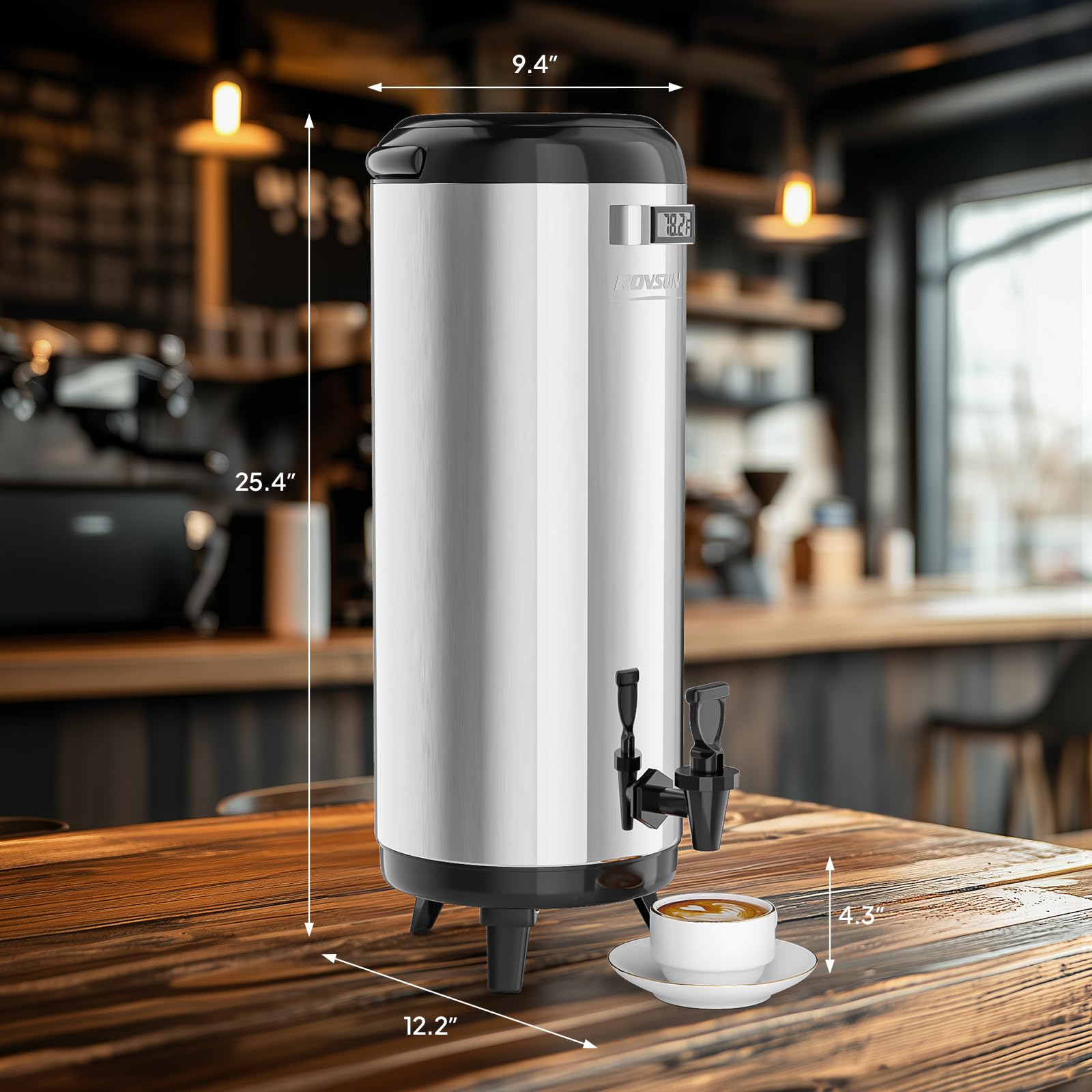 ROVSUN 4.8 Gallon Stainless Steel Insulated Beverage Dispenser Silver