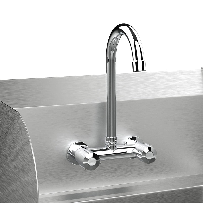 ROVSUN Wall Mount Stainless Steel Hand Wash Sink Heavy Duty with Faucet & Sidesplashes