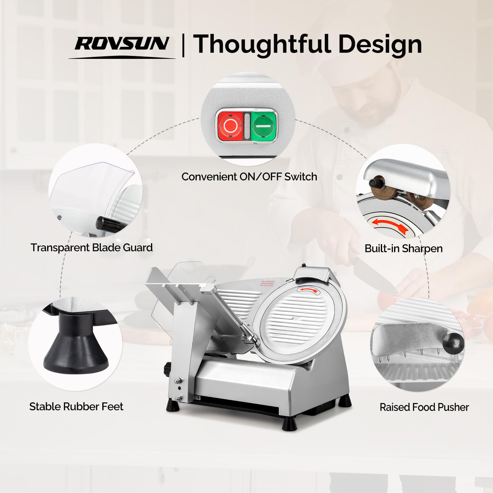 ROVSUN 270W 110V Manual Commercial Meat Slicer with 12" Blade