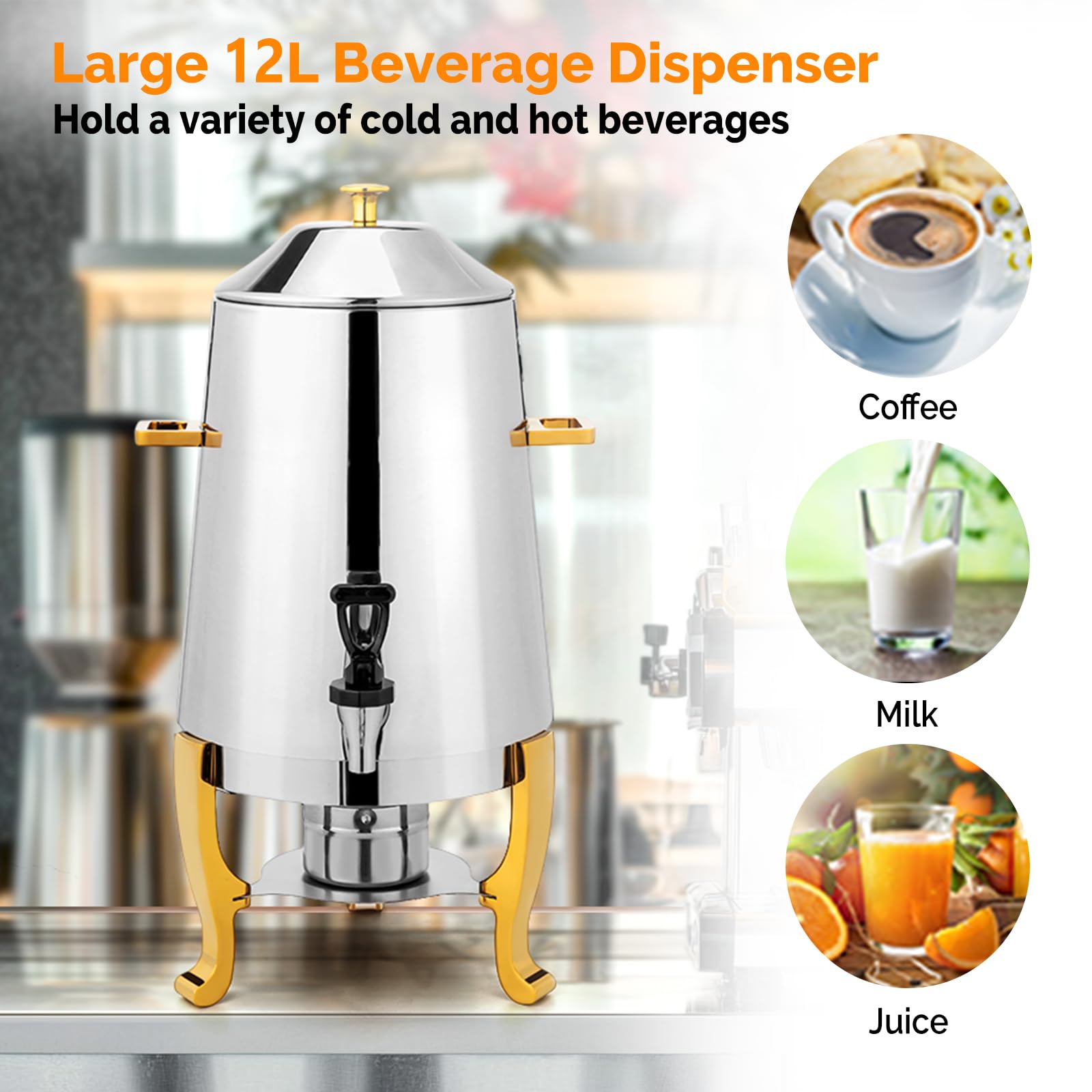 ROVSUN 3.5 Gallon Stainless Steel Coffee Chafer Urn with Fuel Holder