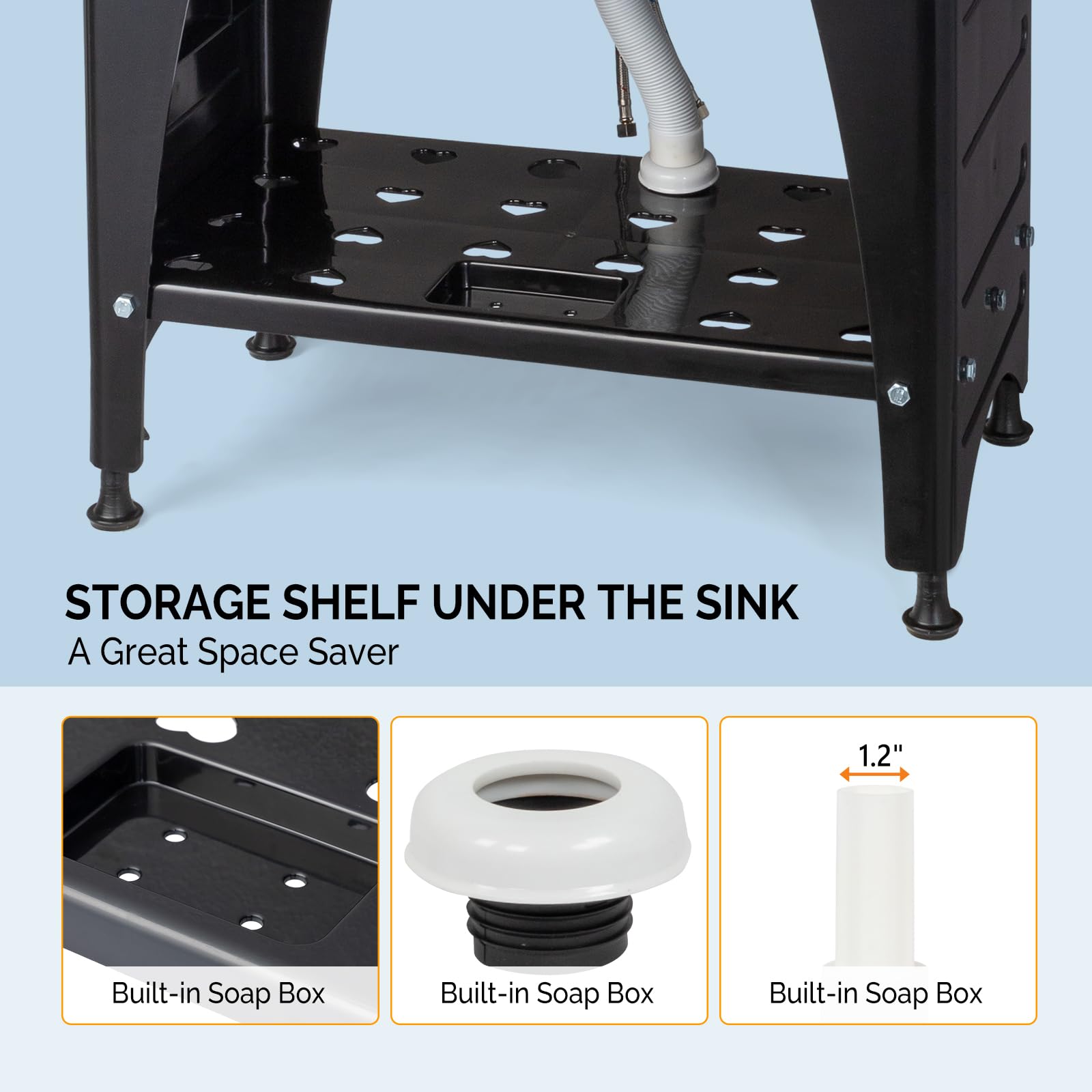 ROVSUN 32" x 22" Utility Sink Laundry Tub with Faucet & Shelf & Drainboard Black