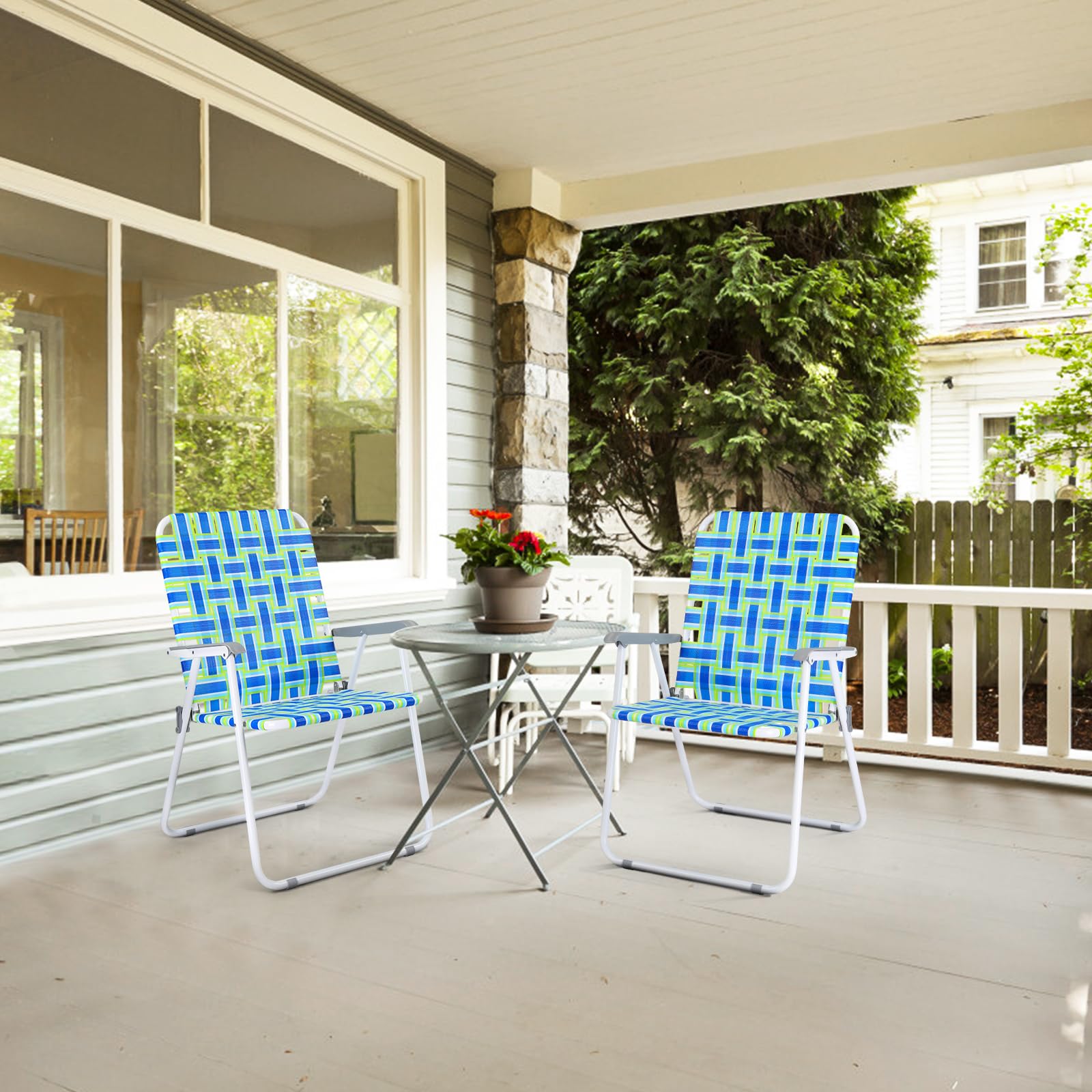 Oversized Portable Outdoor Folding Camping Beach Chair Set Blue