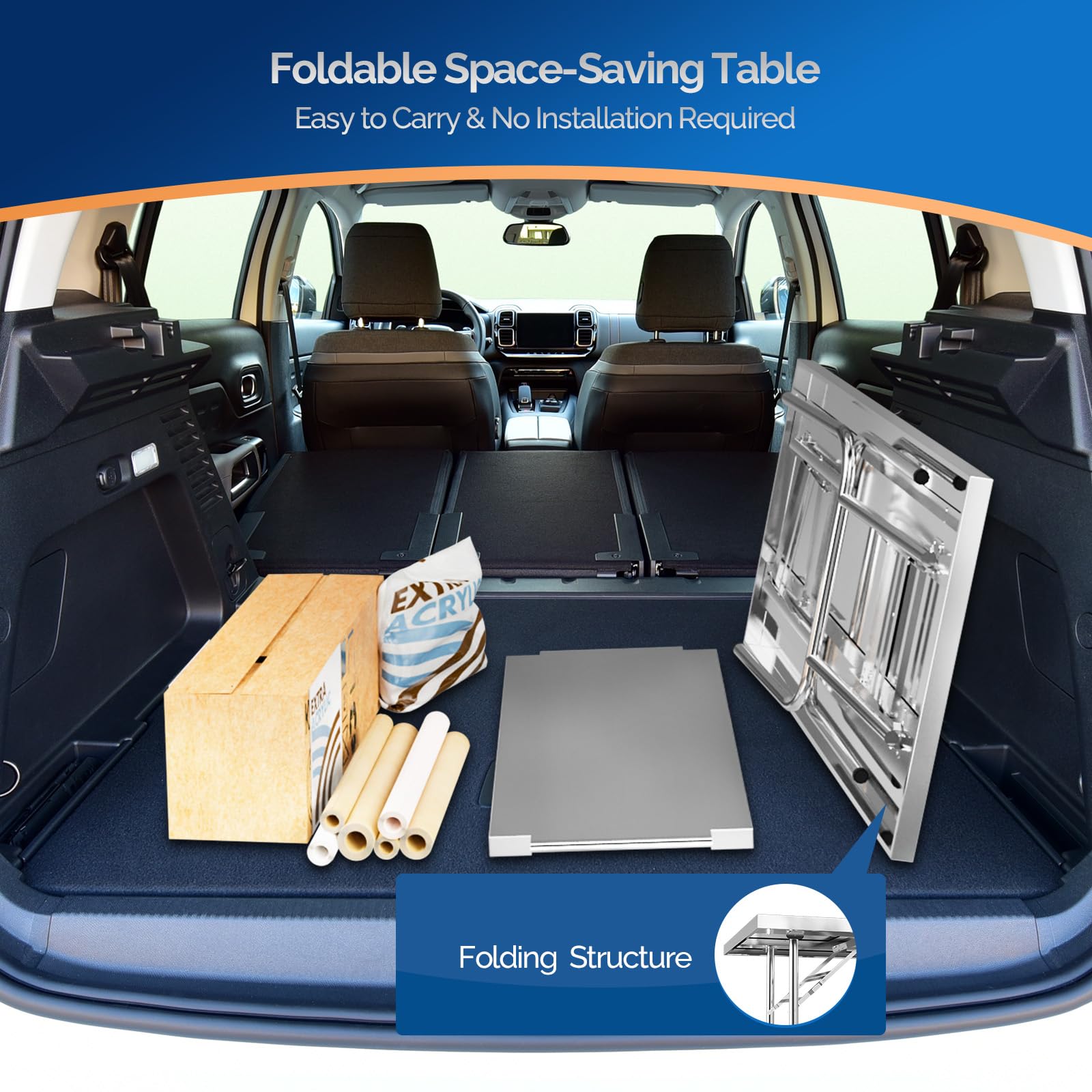 ROVSUN 48" x 24" Stainless Steel Folding Work Table with Undershelf