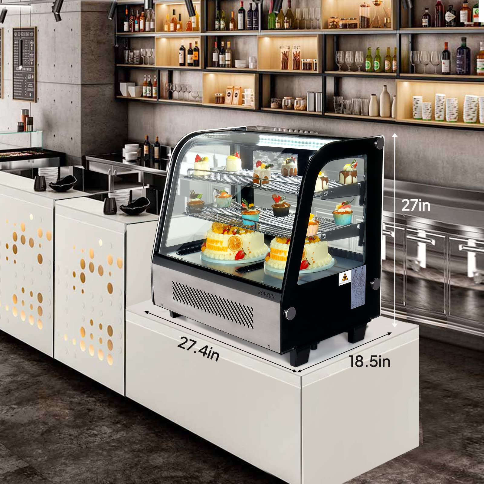 ROVSUN 27" 3.7 Cu.Ft. 170W 110V Silver Refrigerated Bakery Display Case