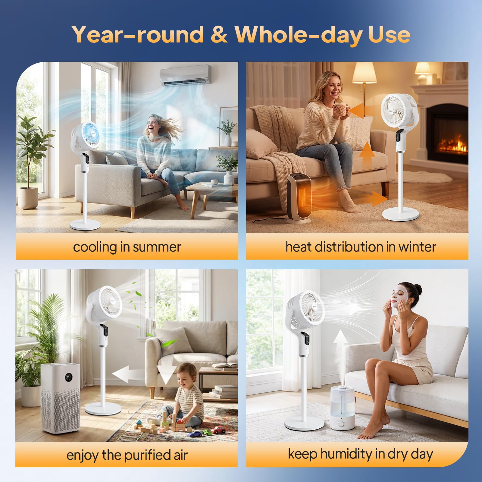 ROVSUN 43" 40W 110V Industrial Pedestal Fan White
