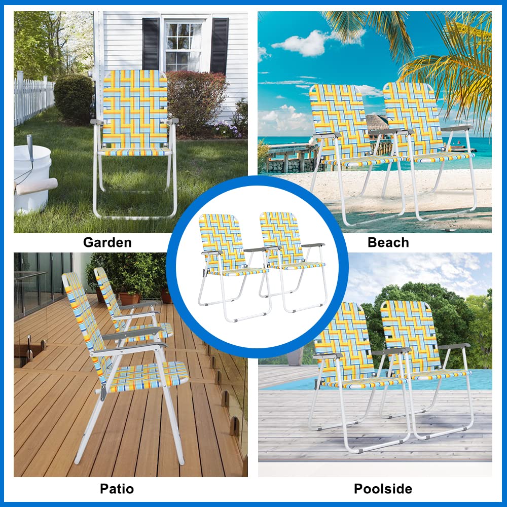 Portable Outdoor Folding Camping Beach Chair Set Yellow