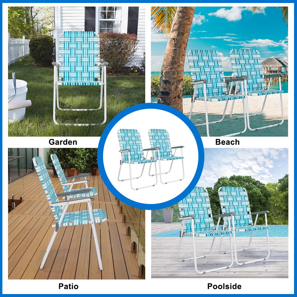 Portable Outdoor Folding Camping Beach Chair Set White & Blue