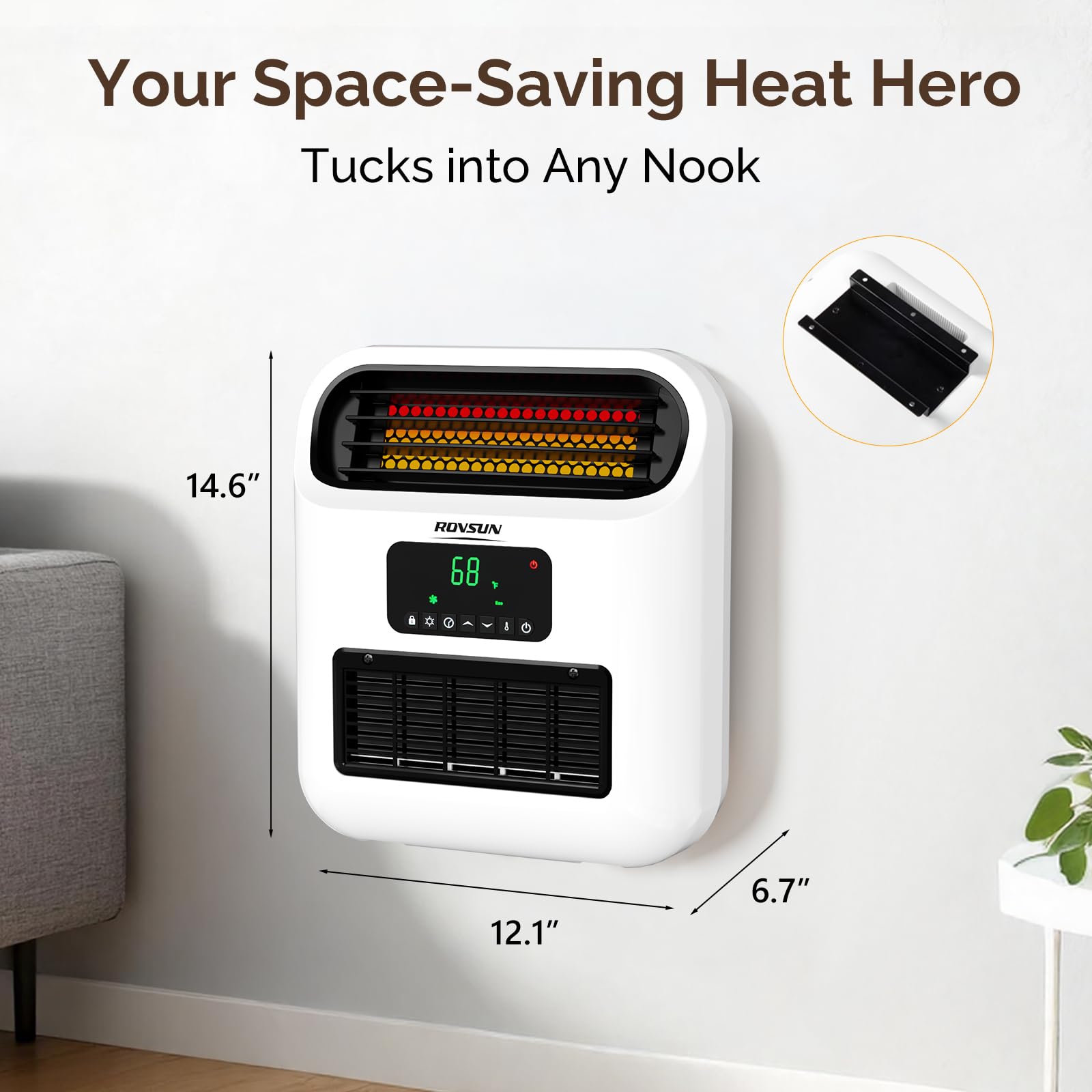 ROVSUN 1,500W 120V Wall-Mounted & Freestanding Heater