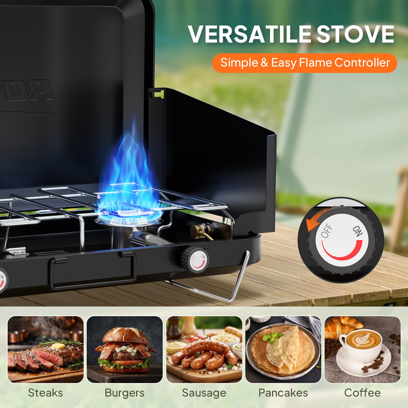 ROVSUN 2-Burner 20000 BTU Propane Camping Stove