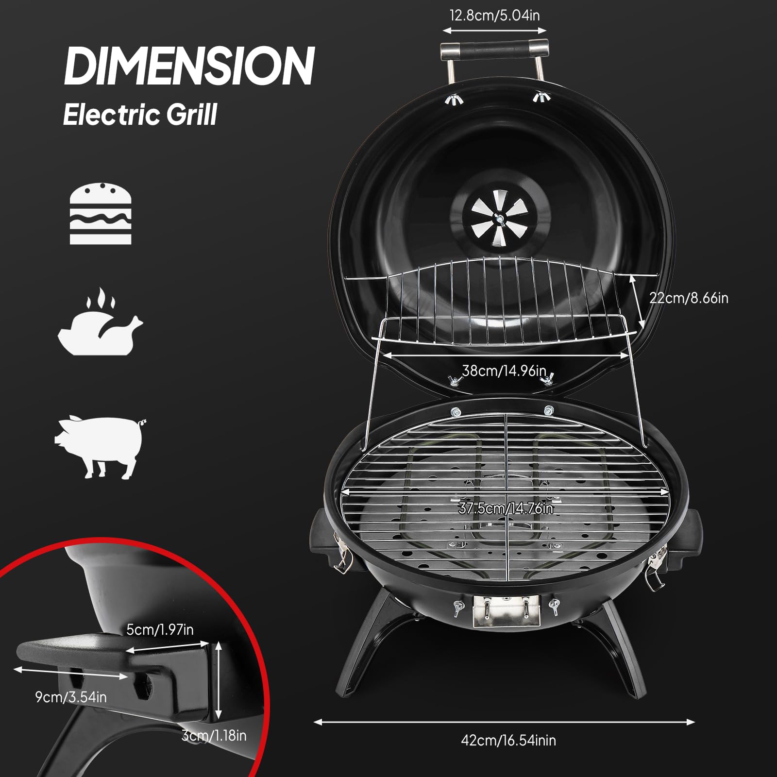ROVSUN 1,600W Tabletop Electric Grill with Temperature Control Black