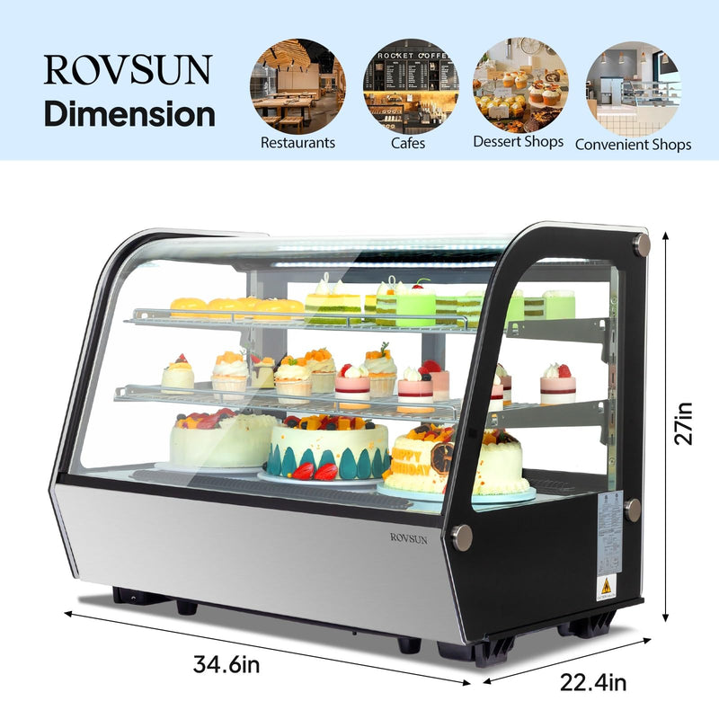 ROVSUN 5.7 Cu.Ft 230W 110V Silver Refrigerated Bakery Display Case Countertop