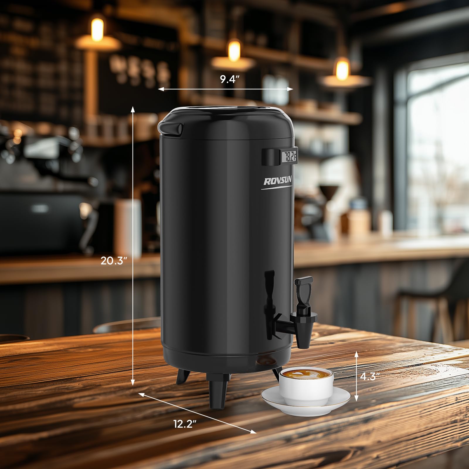 ROVSUN 3.2 Gallon Stainless Steel Insulated Beverage Dispenser Black