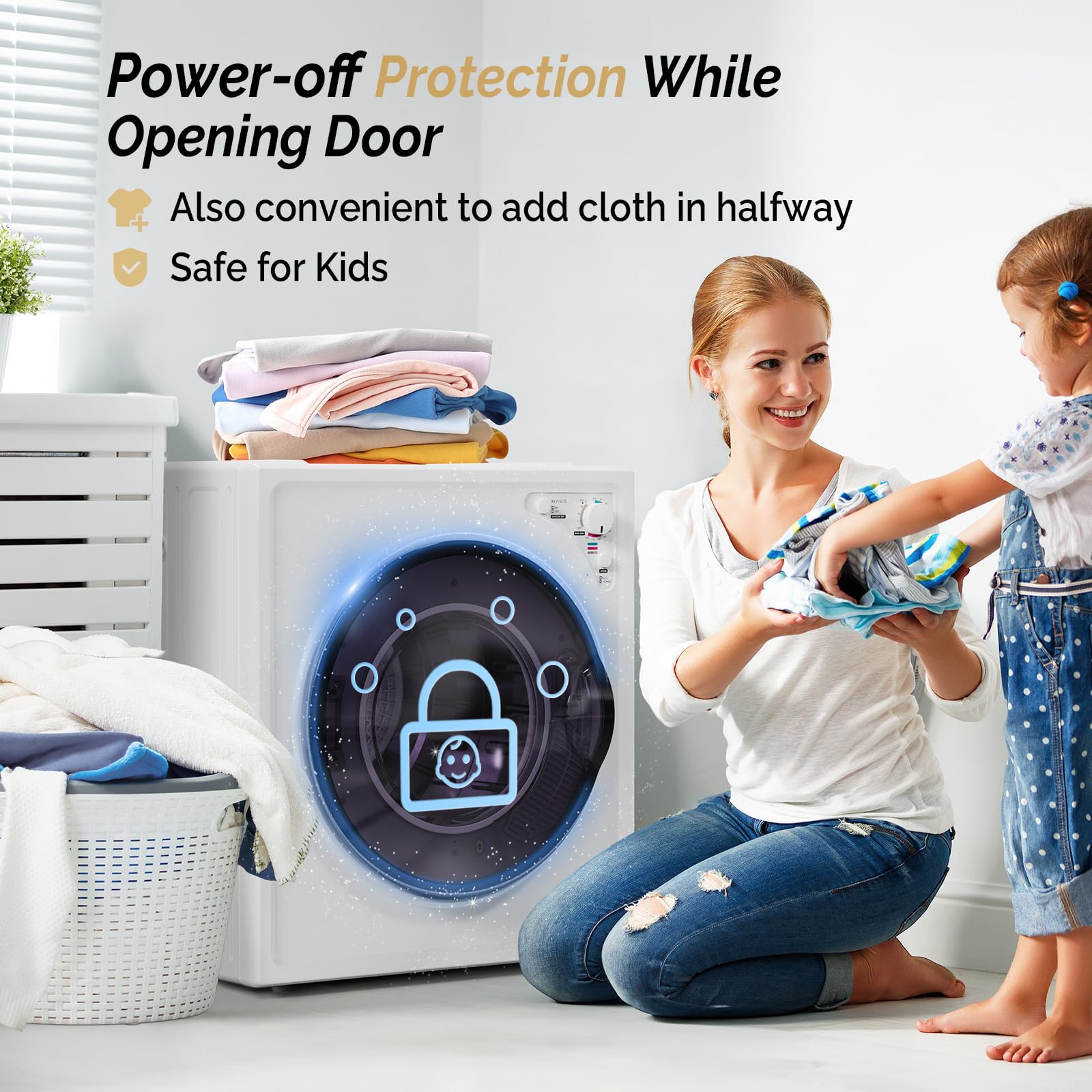 ROVSUN 2.6 Cu.Ft. 1,400W 110V Tumble Clothes Dryer with Classic Knob Control